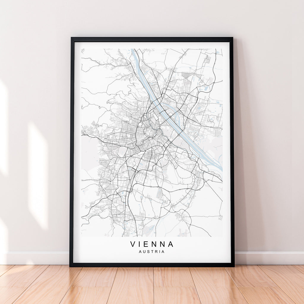 Vienna Map Print Minimalist Home Vienna City Town Austria Map Poster Wall Décor