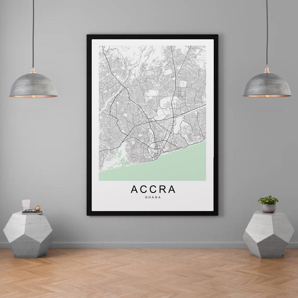 Accra Ghana City Map Print Minimalist Home Map Poster Wall Decor