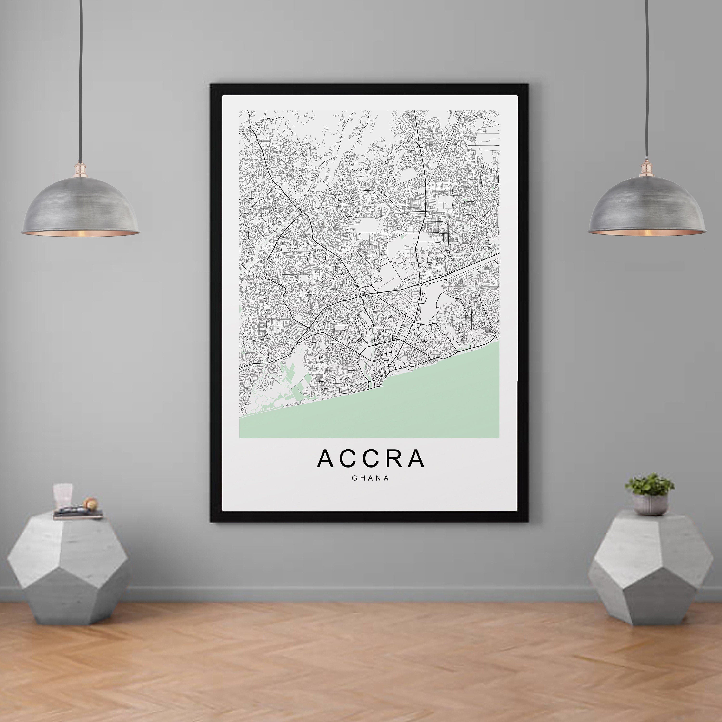 Accra Ghana City Map Print Minimalist Home Map Poster Wall Decor