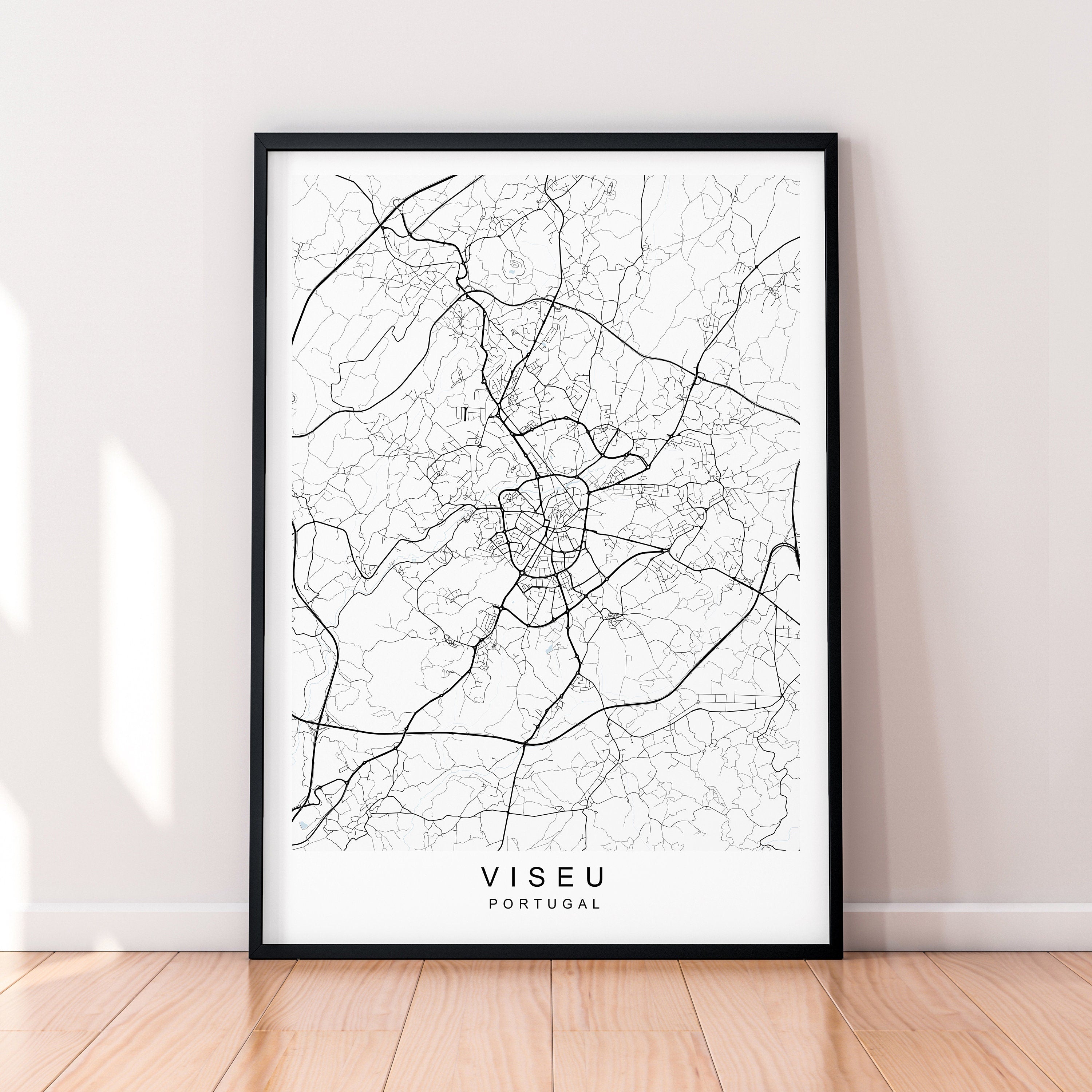 Viseu City Map Portugal Print Minimalist Viseu Portugal Town Map Poster Wall Decor