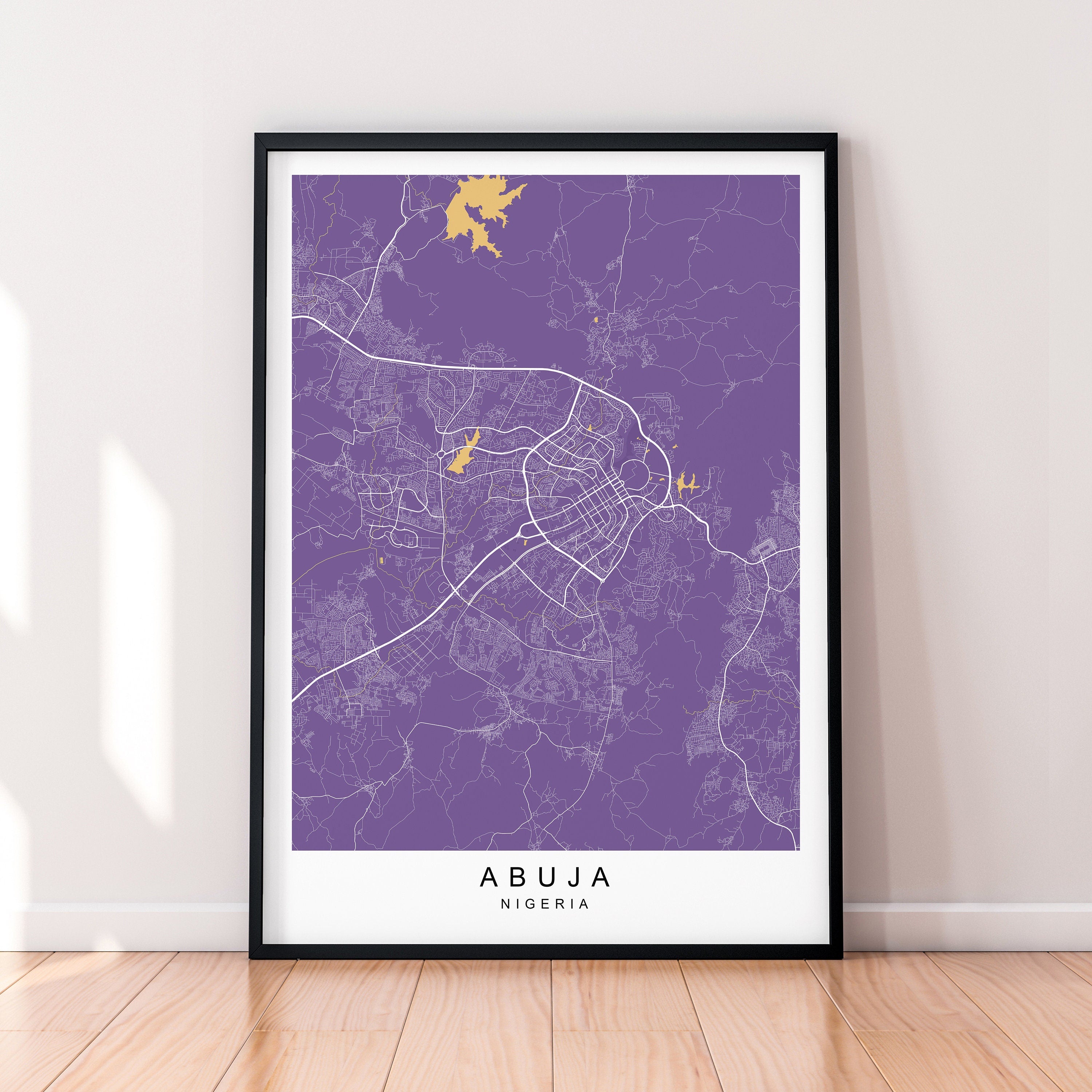 Abuja Map Nigeria Print Minimalist Abuja City Area Map Poster Wall Decor