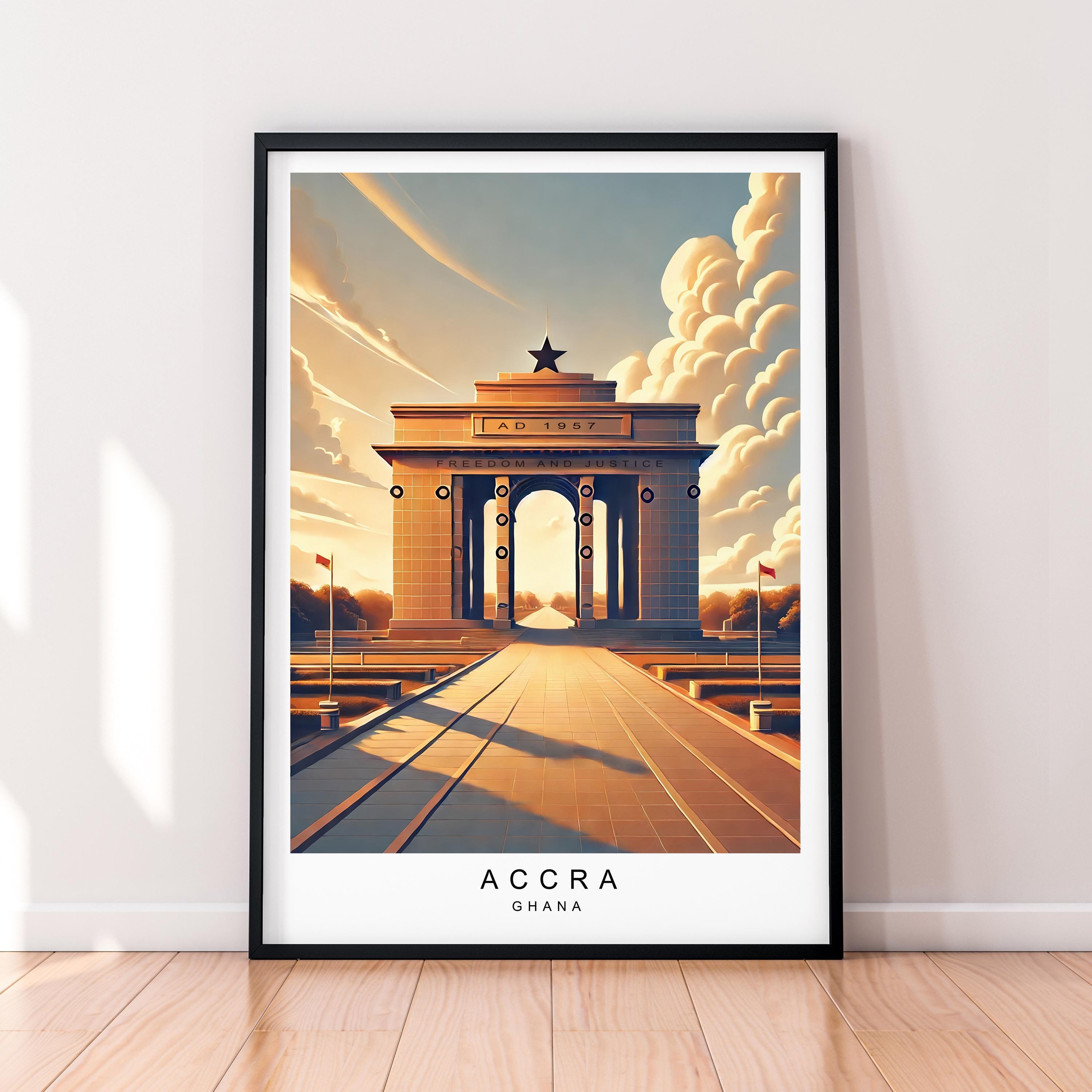 Accra Gate Illustration Print Unframed Ghana Poster Wall Art