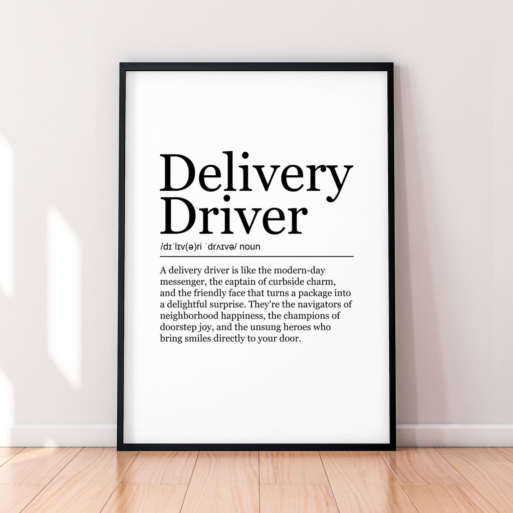 Delivery Driver Appreciation Print Definition Poster Wall Art Delivery Driver Meaning Minimalist Gift Print