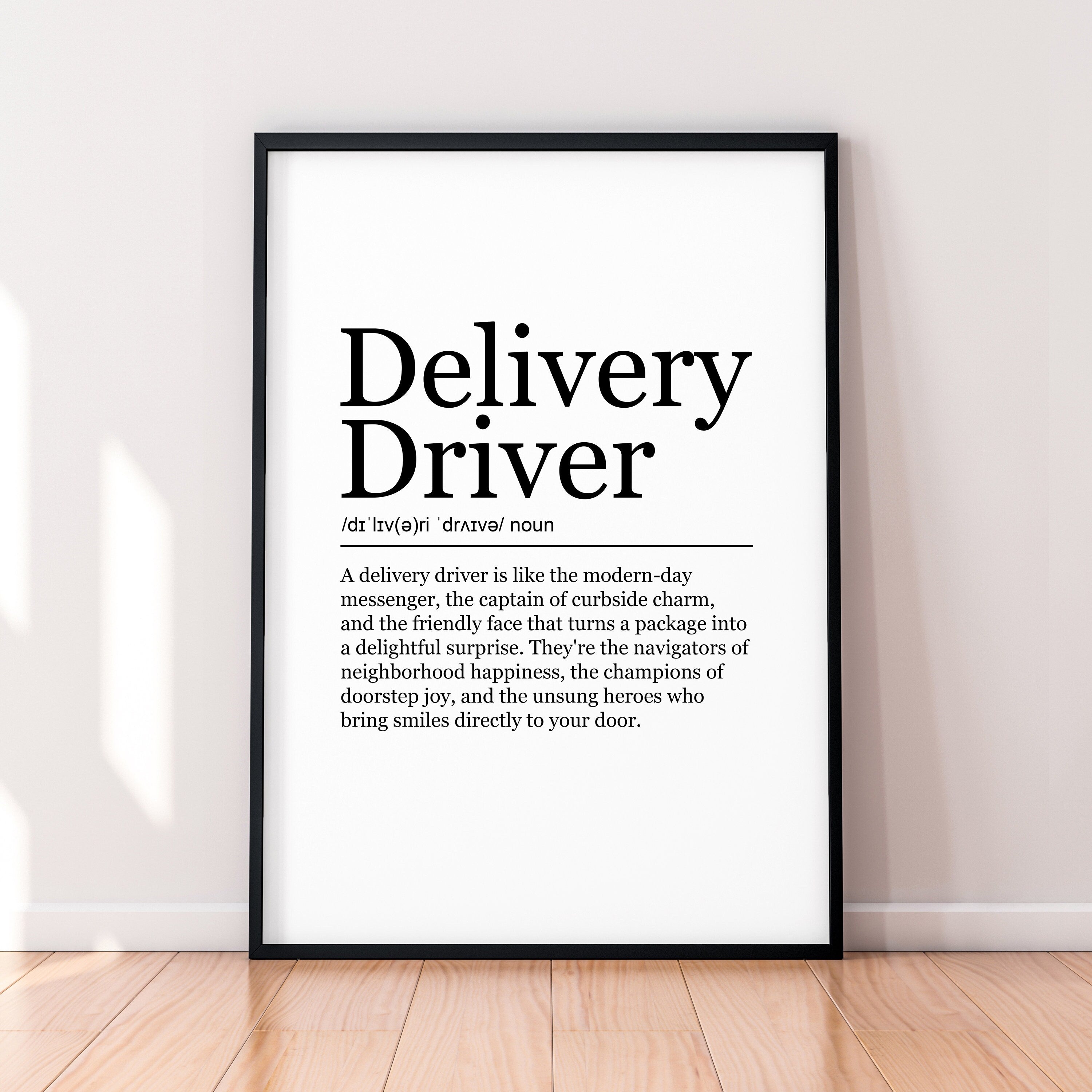 Delivery Driver Appreciation Print Definition Poster Wall Art Delivery Driver Meaning Minimalist Gift Print