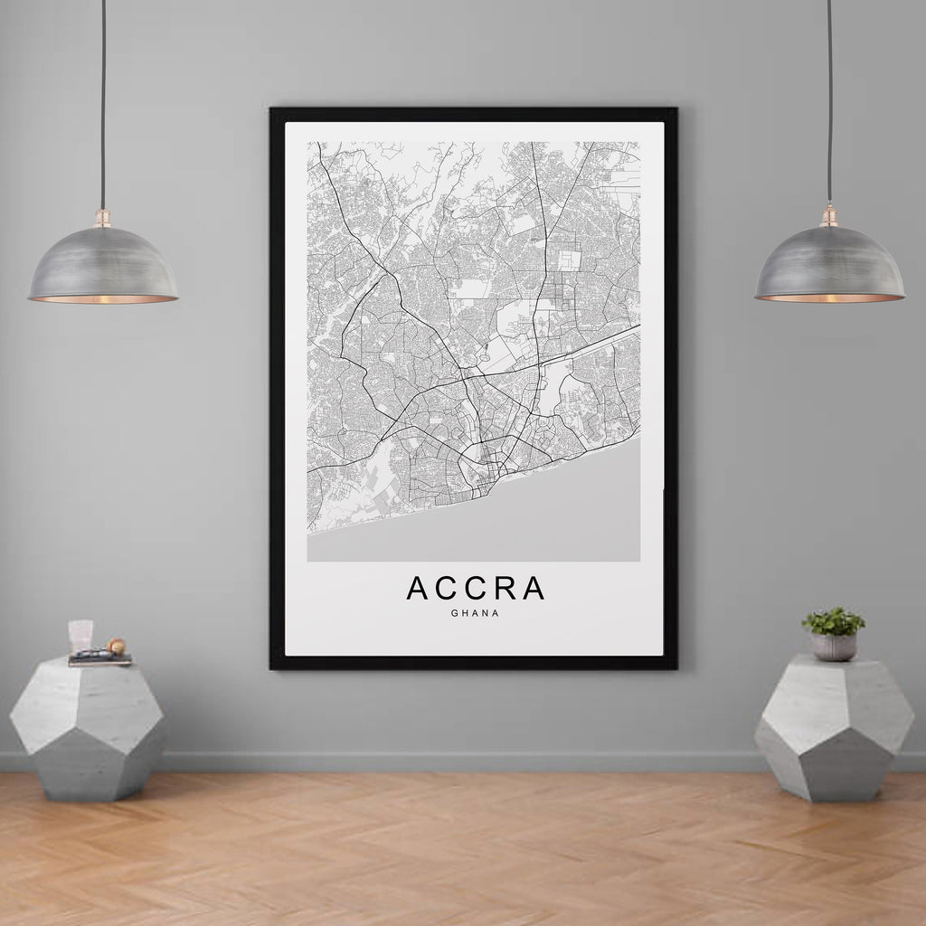 Accra Ghana City Map Print Minimalist Home Map Poster Wall Decor