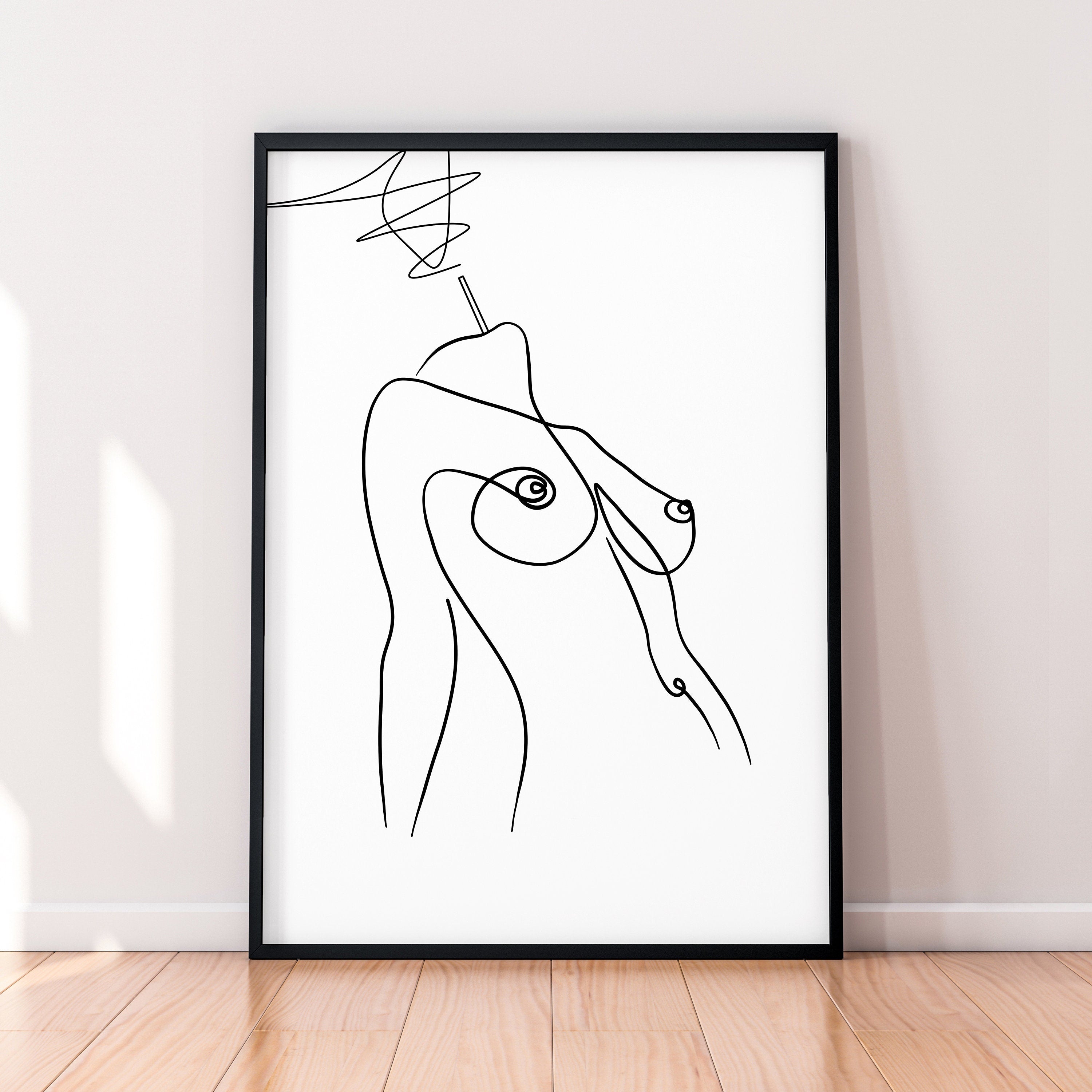 Nude Female Womens Body Lines Art Poster Wall Female Women's Nude Art Minimalist Print