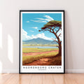 Ngorongoro Crater Illustration Print Ngorongoro Crater Kenya Travel Poster Gift Unframed Print