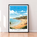 St Brelades Bay Illustration Print St Brelades Bay Jersey Travel Poster Gift Unframed Print