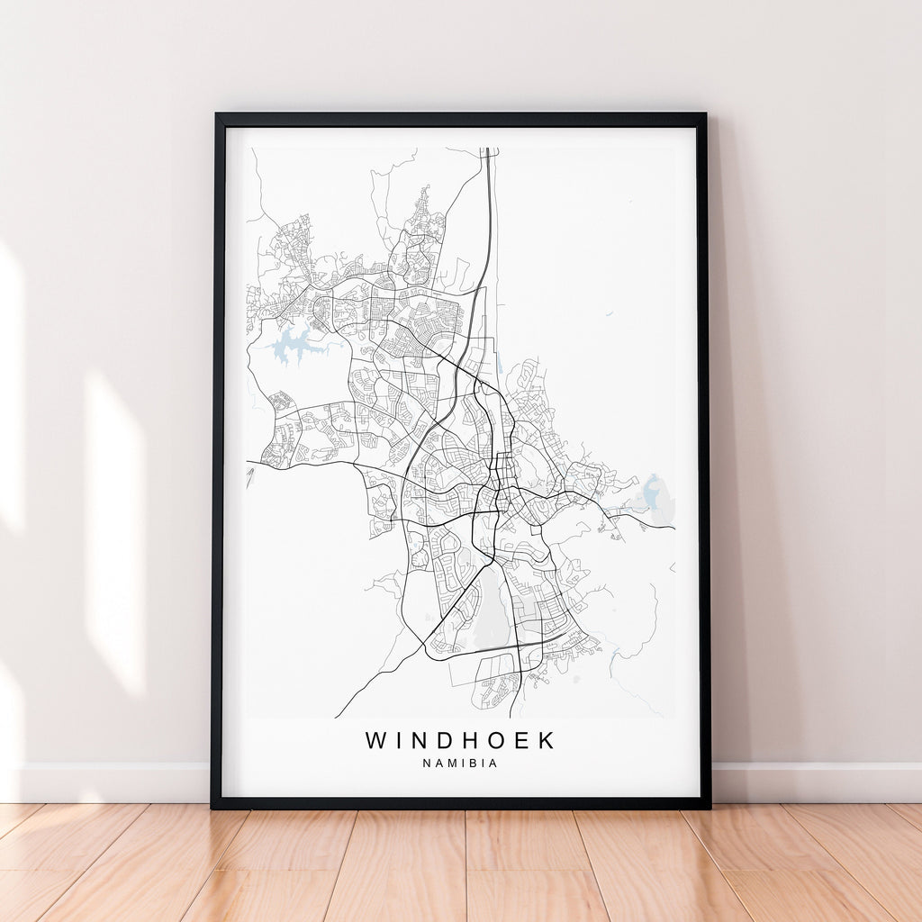 Windhoek City Map Print Poster Minimalist Home Decor Windhoek Namibia Map Poster Wall Art Decor