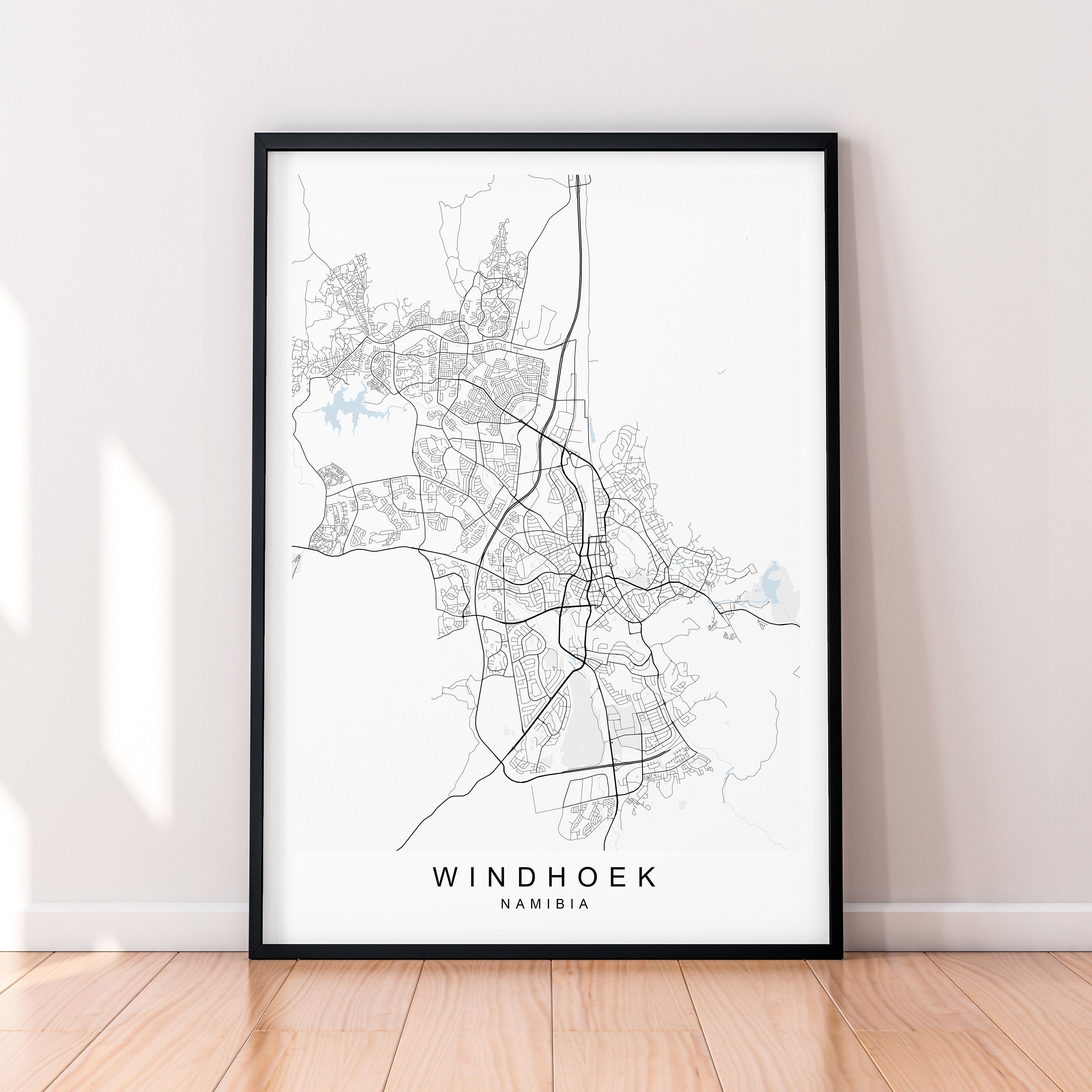 Windhoek City Map Print Poster Minimalist Home Decor Windhoek Namibia Map Poster Wall Art Decor
