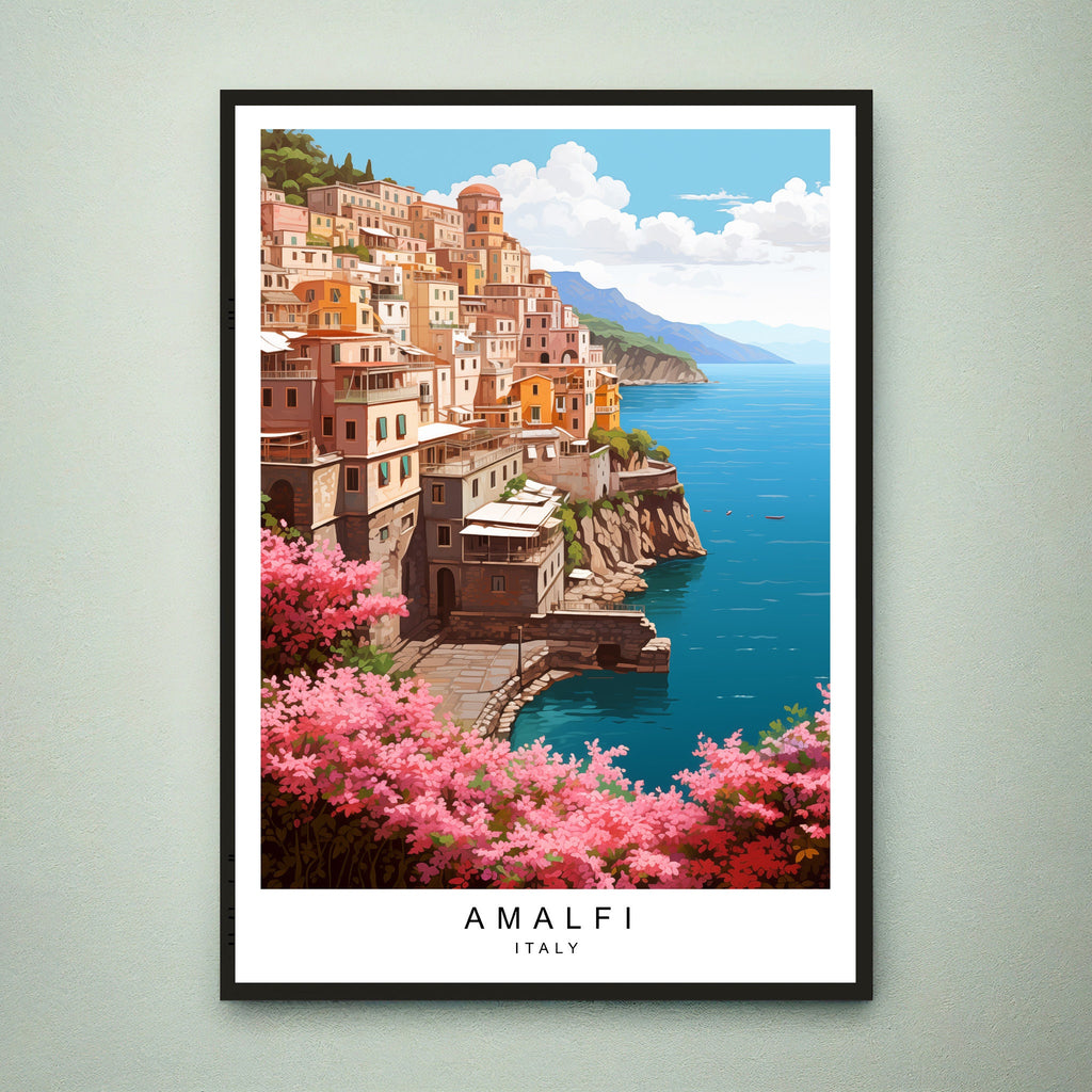 Amalfi Wall art Illustration Print Amalfi Coast Italy Travel Poster Gift Unframed Print