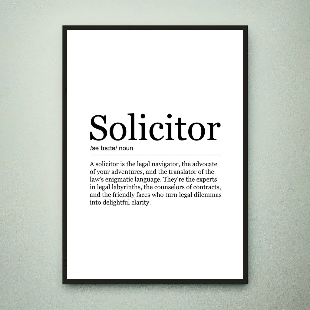 Solicitor Print Definition Poster Wall Art Solicitor Appreciation Meaning Minimalist Gift Print
