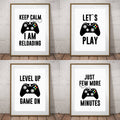 Set Of 4 Gaming Prints Posters Kids Children X Game Room Wall Art Decoration (4SA)