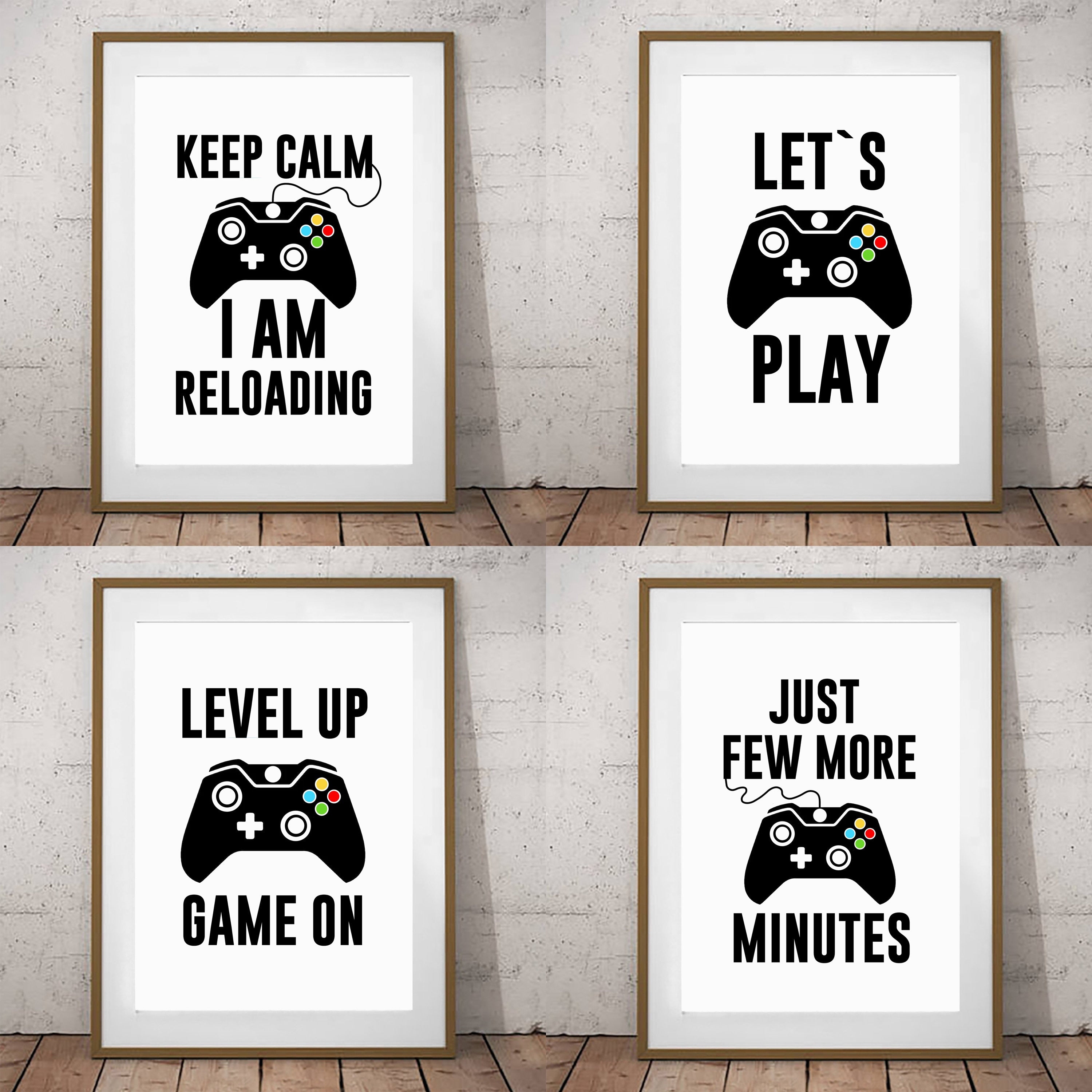 Set Of 4 Gaming Prints Posters Kids Children X Game Room Wall Art Decoration (4SA)