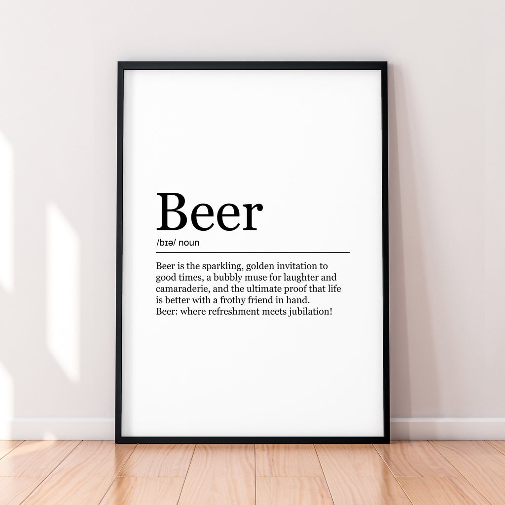 Beer Fun Print Definition Poster Beer Wall Art Minimalist Gift Print