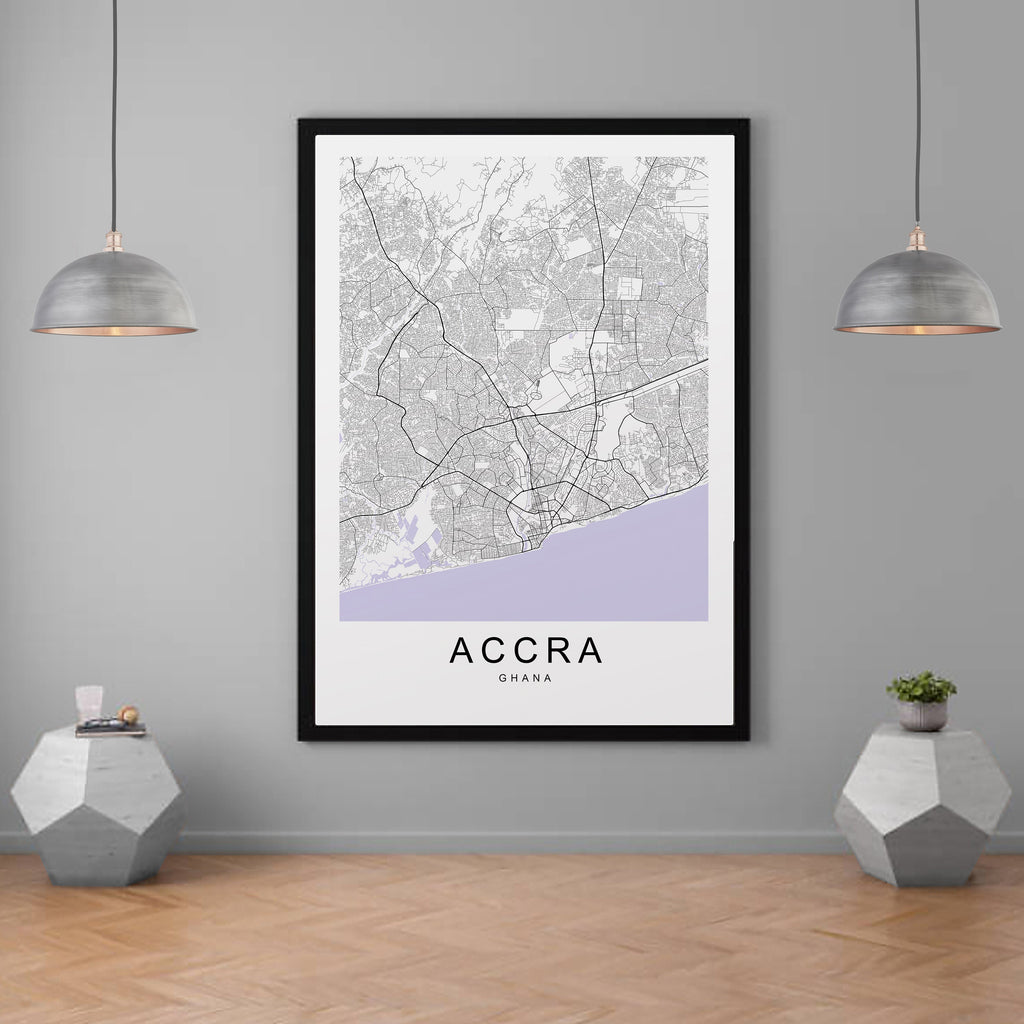 Accra Ghana City Map Print Minimalist Home Map Poster Wall Decor