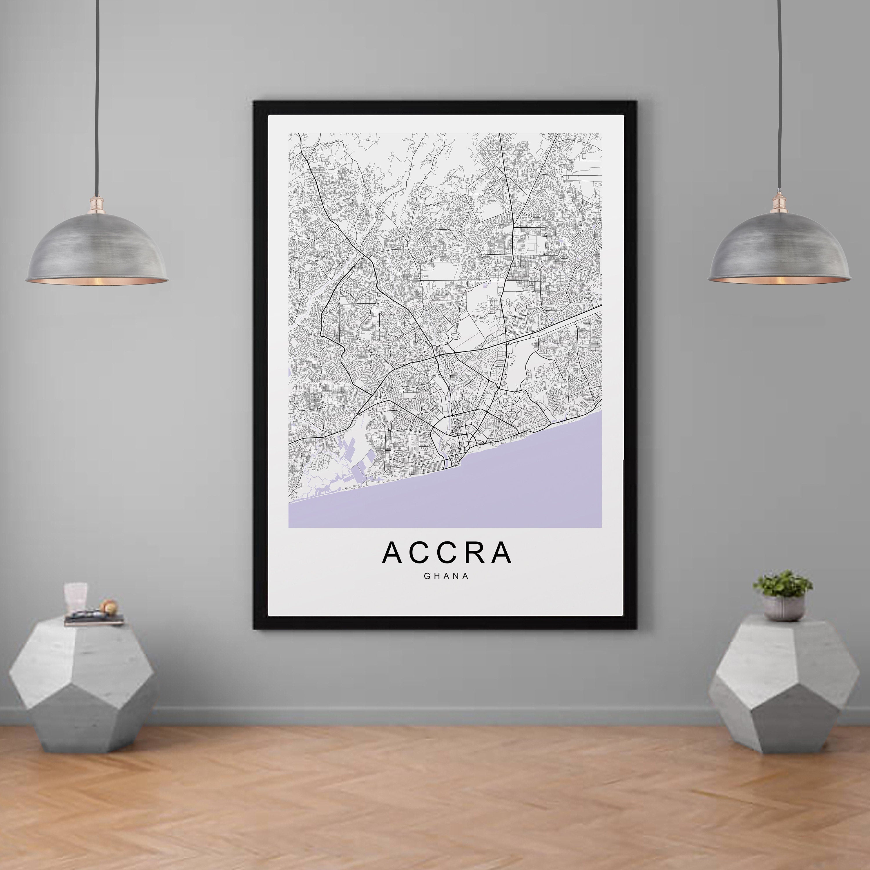 Accra Ghana City Map Print Minimalist Home Map Poster Wall Decor