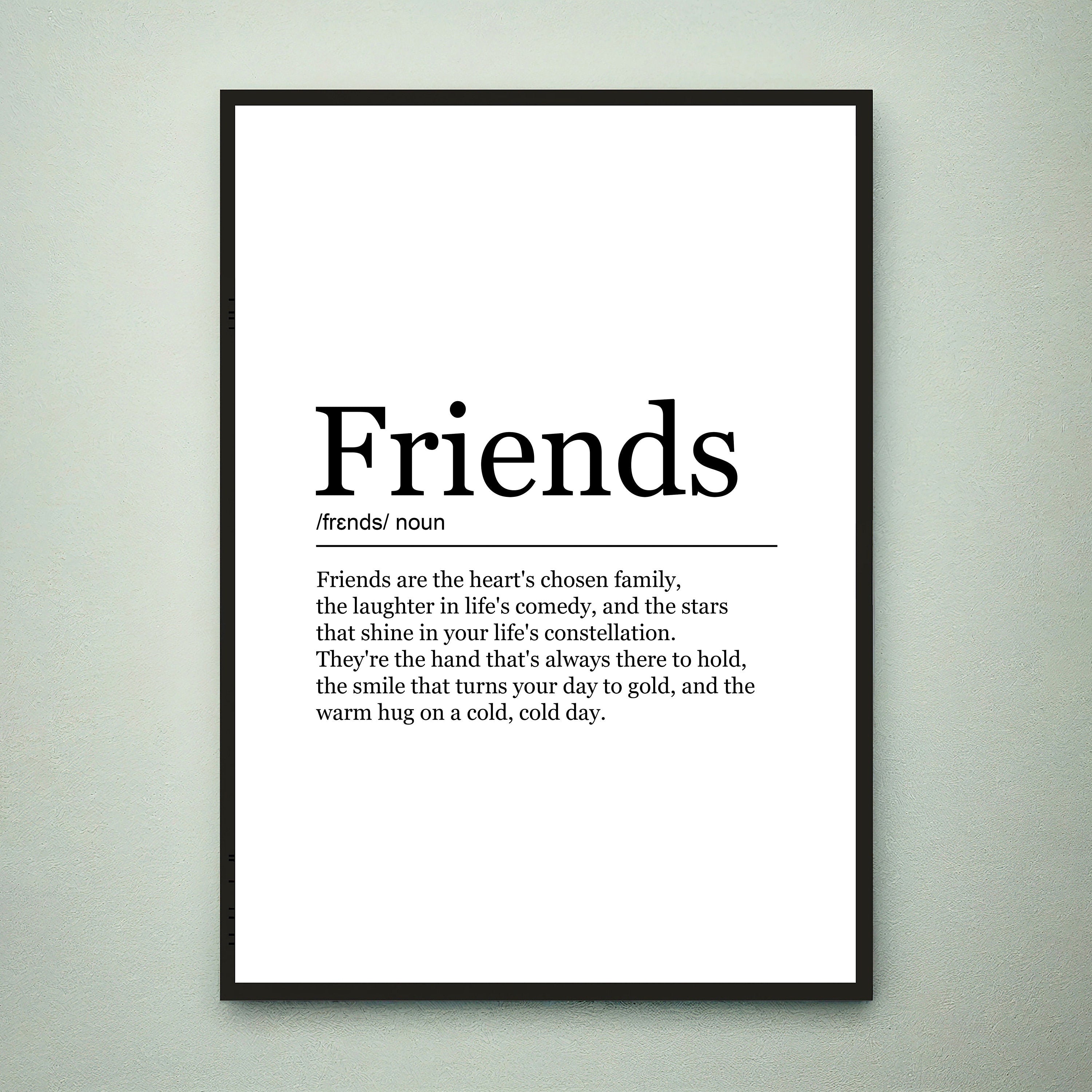 Friends Funny Print Definition Poster Wall Art Friends Meaning Minimalist Gift Print