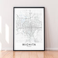 Wichita Kansas City USA Map Print Minimalist Home Map Poster Wall Decor