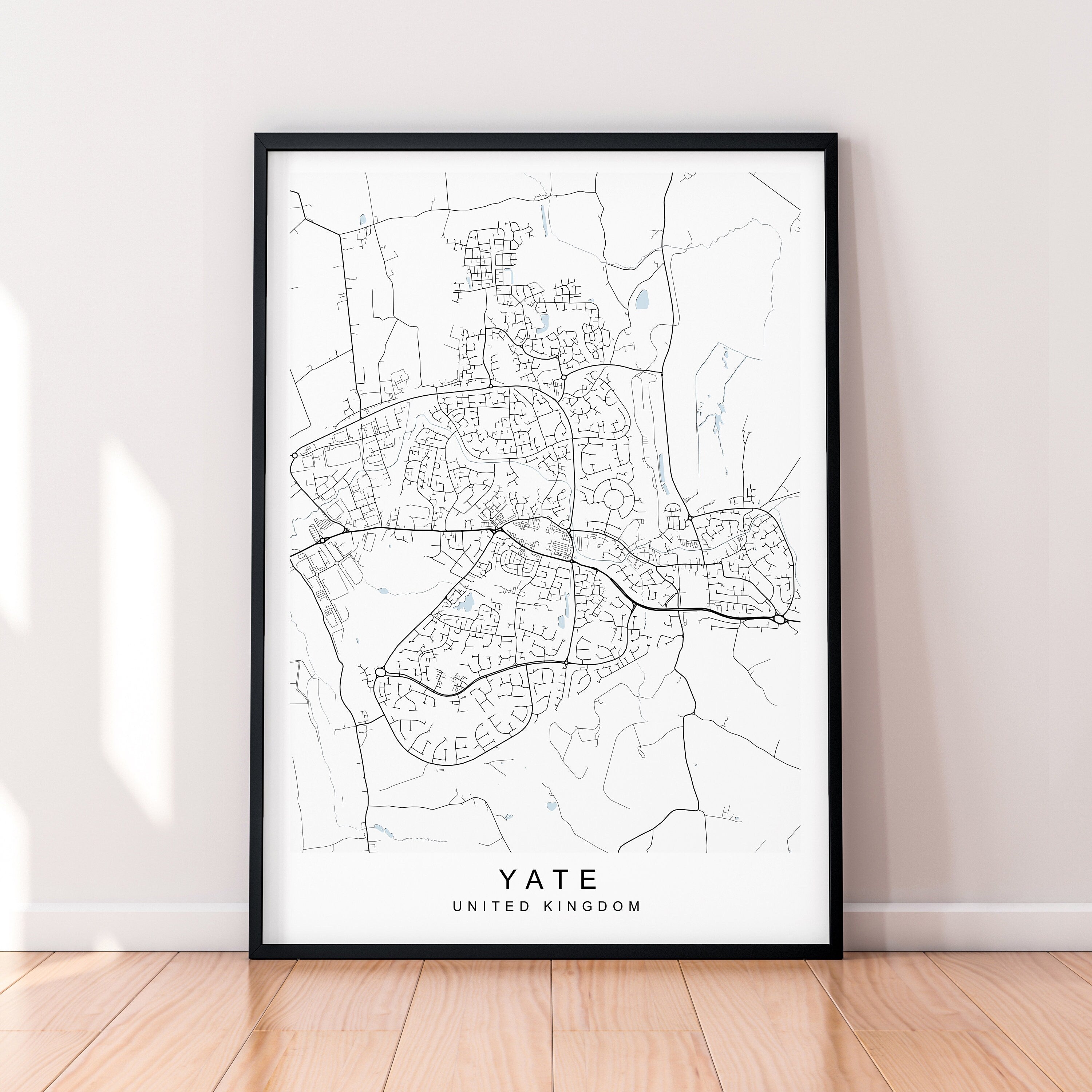 Yate Map England Print Poster Minimalist Home Decor Yate UK Town Map Poster Wall Art Decor