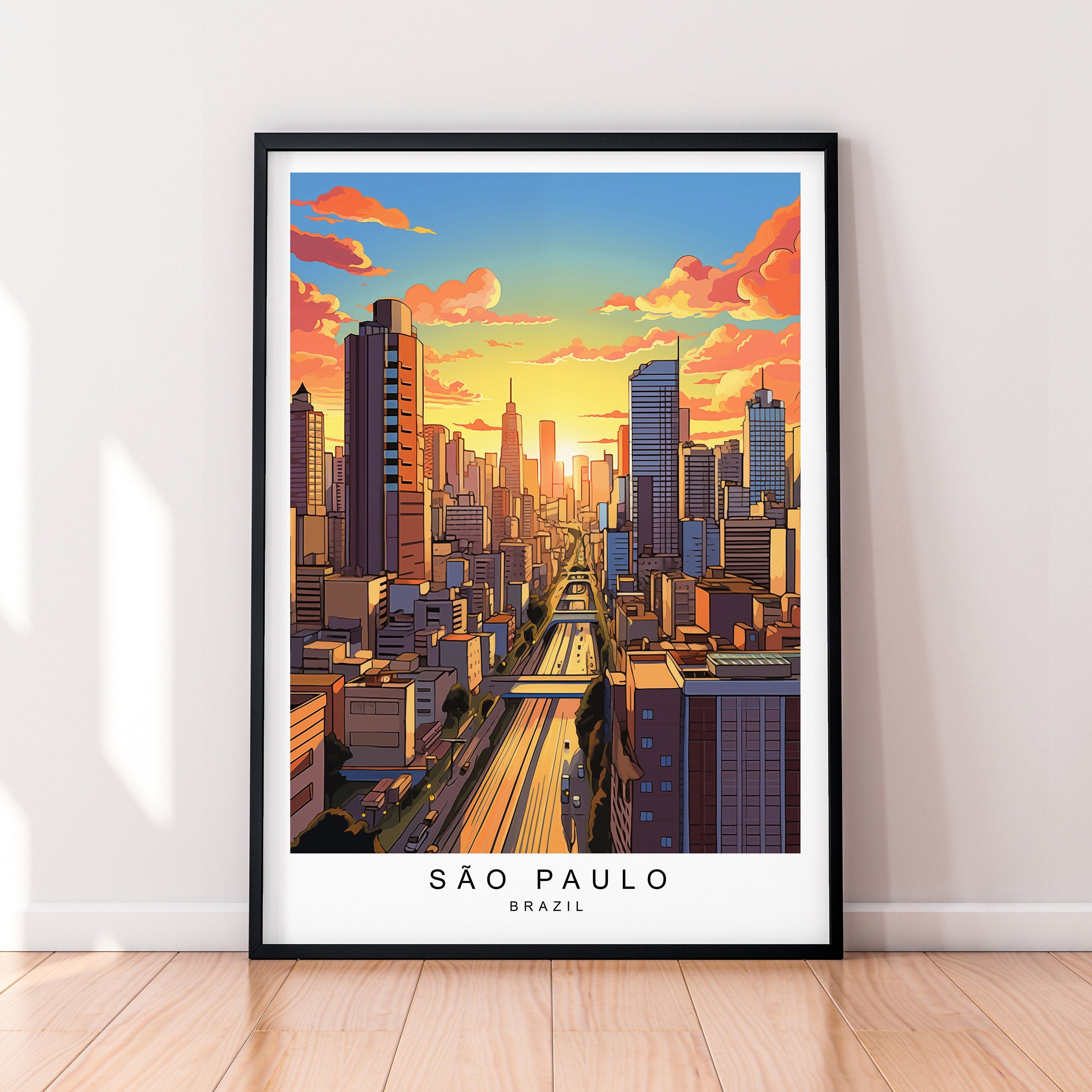 Sao Paulo Illustration Print Sao Paulo Poster Gift Unframed Print