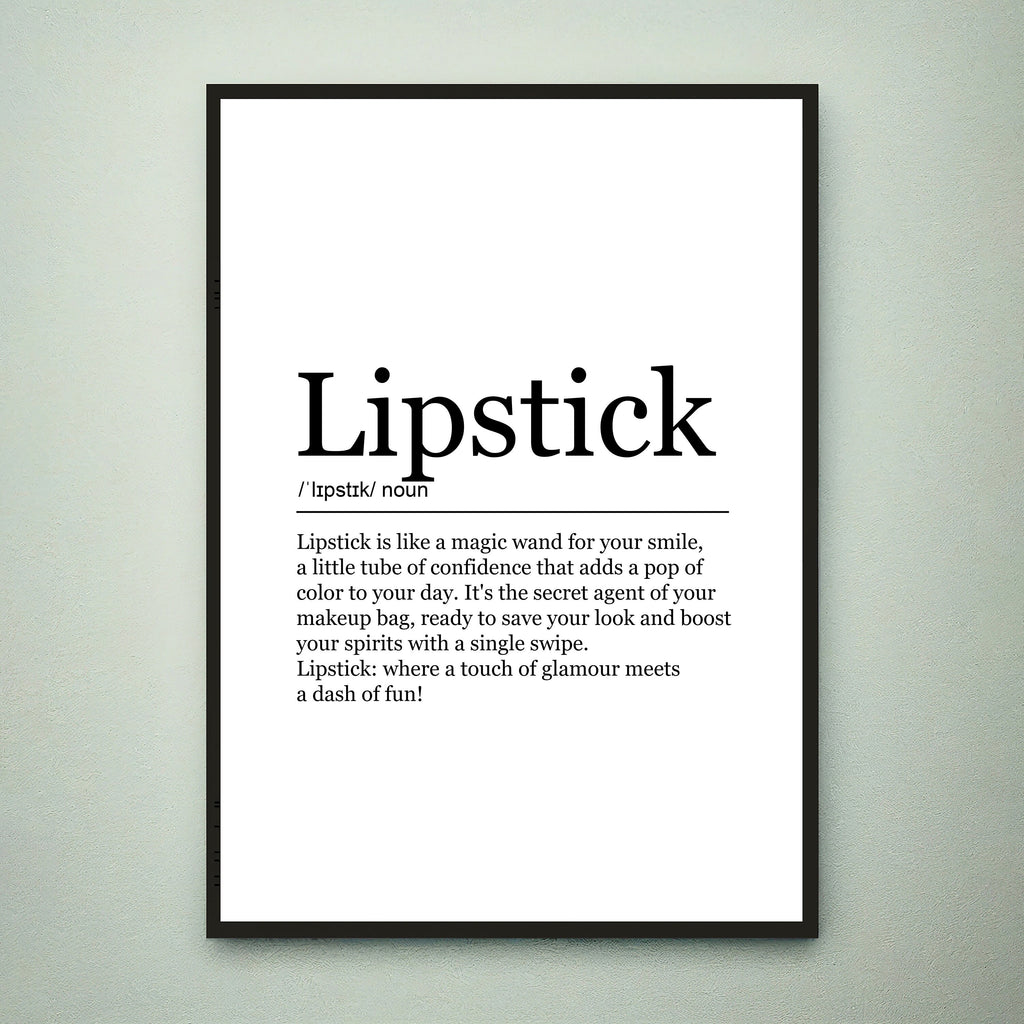 Lipstick Fun Print Definition Poster Wall Art Lipstick Meaning Minimalist Gift Print
