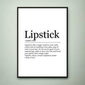Lipstick Fun Print Definition Poster Wall Art Lipstick Meaning Minimalist Gift Print