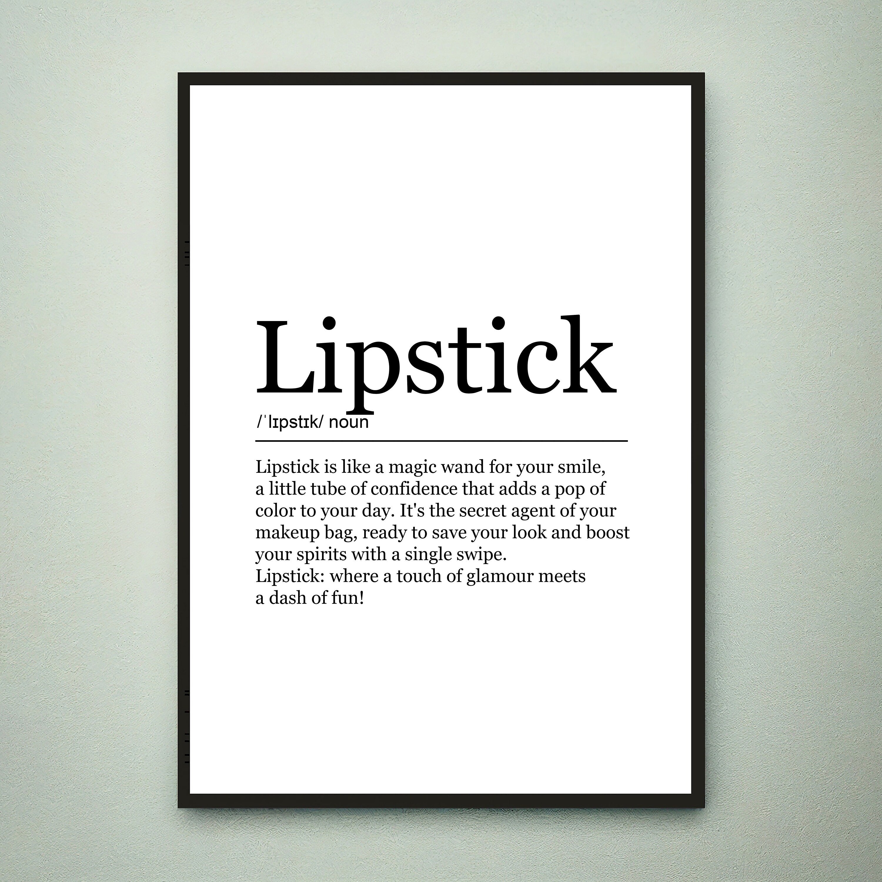 Lipstick Fun Print Definition Poster Wall Art Lipstick Meaning Minimalist Gift Print
