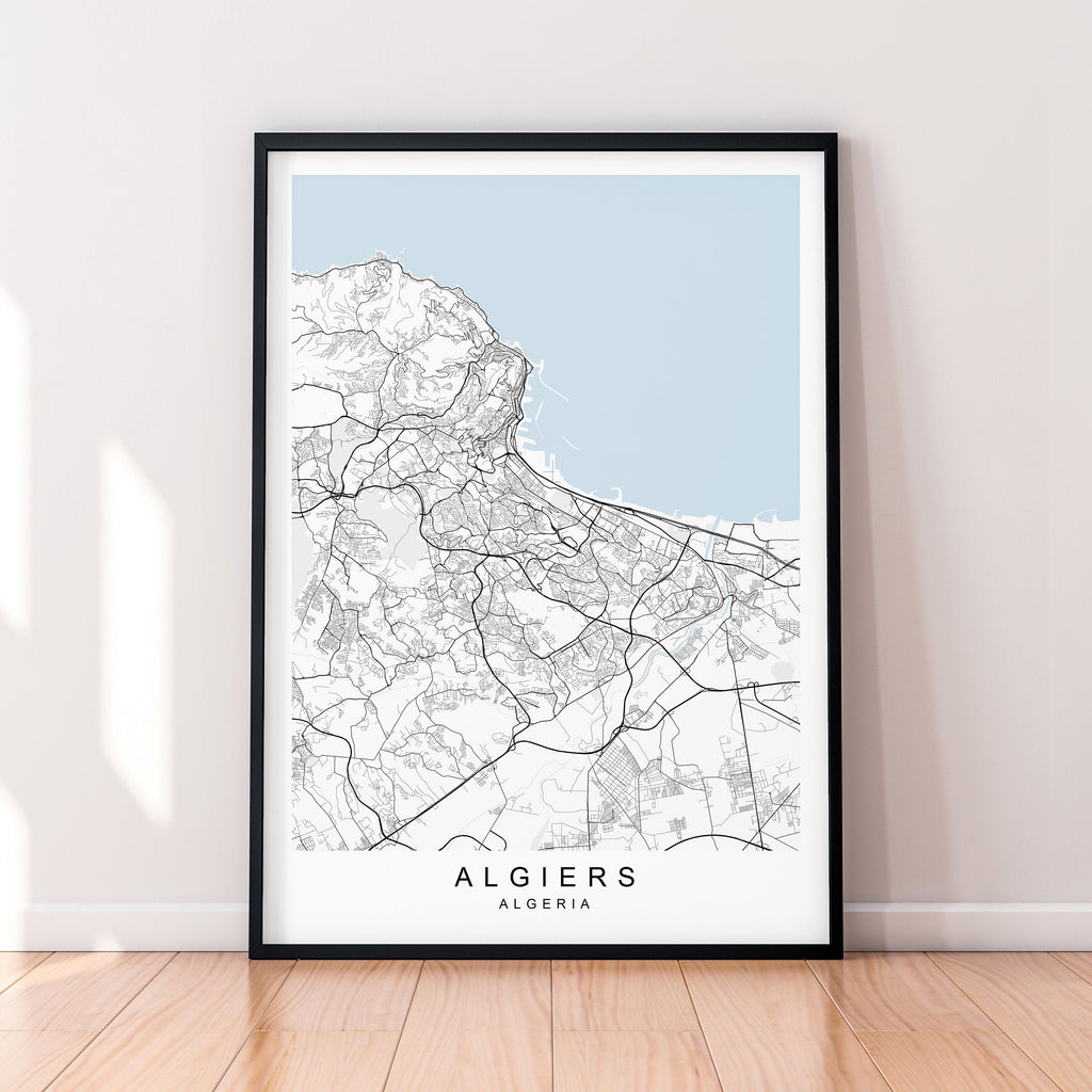 Algiers Map Print Algeria Minimalist Algiers City Area Map Poster Wall Decor