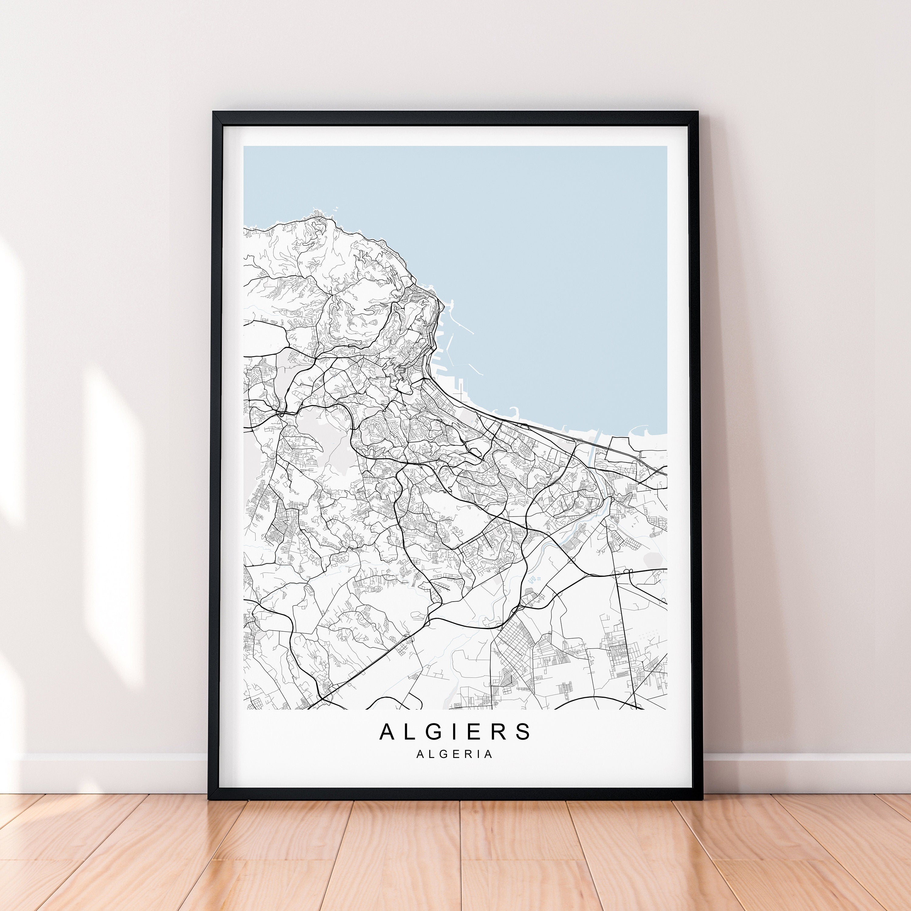 Algiers Map Print Algeria Minimalist Algiers City Area Map Poster Wall Decor