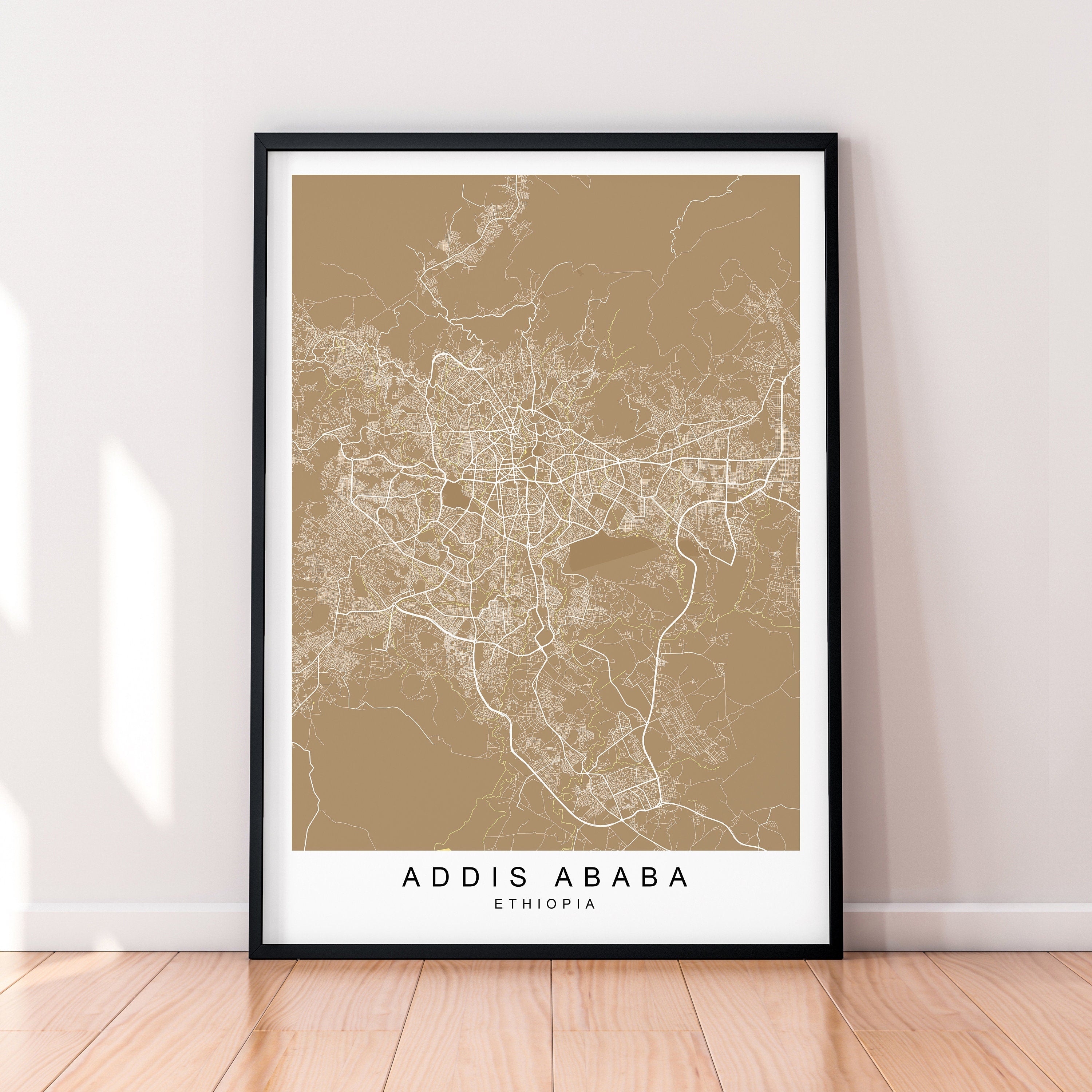 Addis Ababa Map Print Ethiopia Minimalist Addis Ababa City Area Map Poster Wall Decor