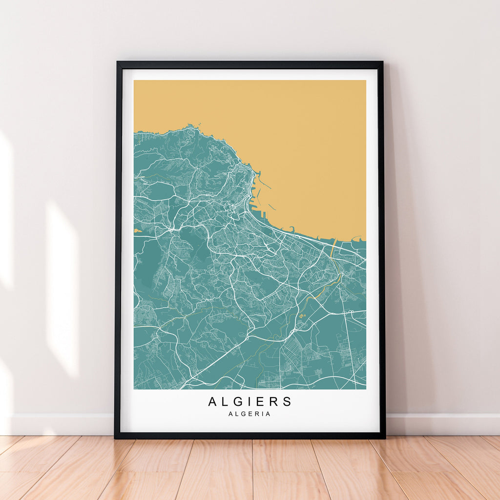Algiers Map Print Algeria Minimalist Algiers City Area Map Poster Wall Decor