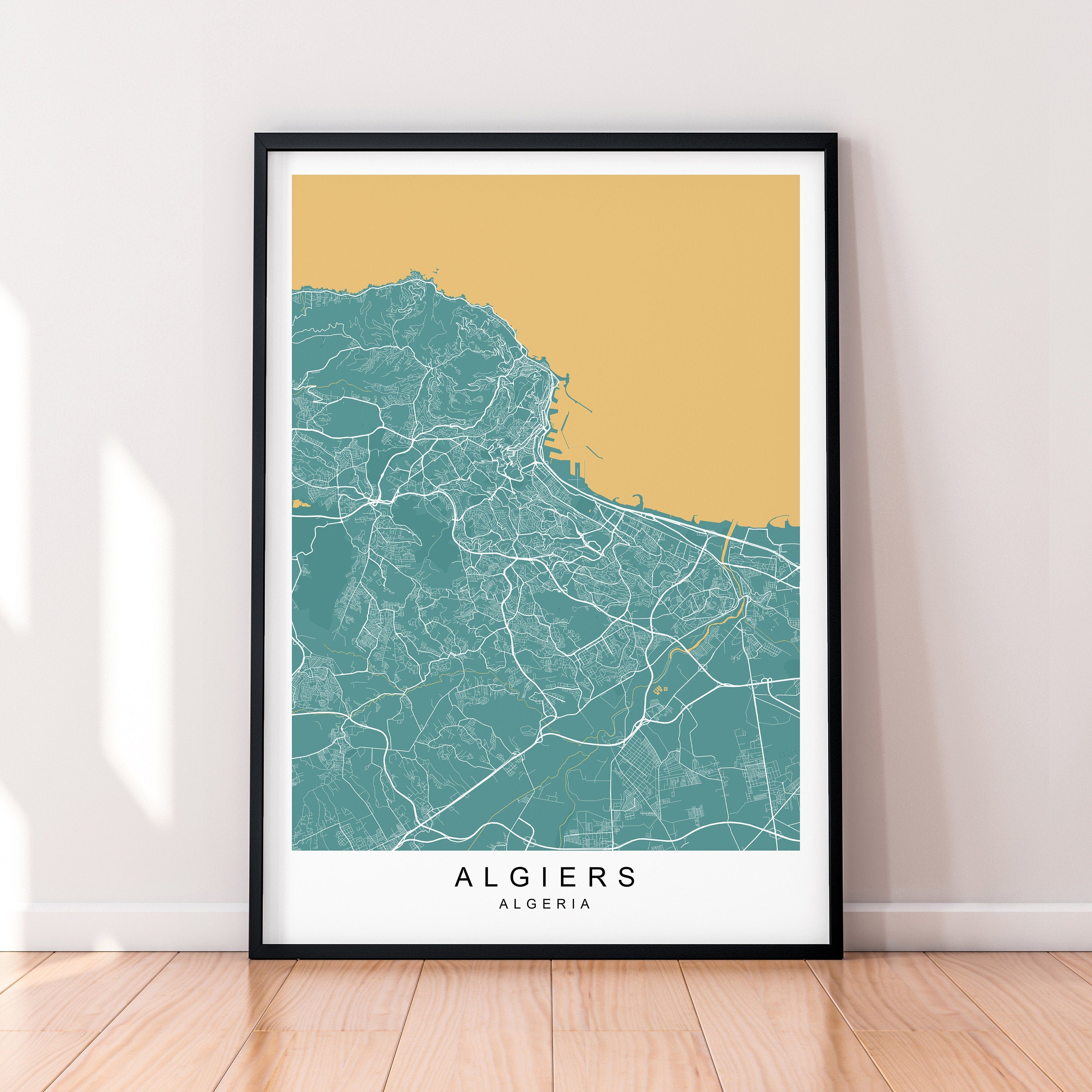 Algiers Map Print Algeria Minimalist Algiers City Area Map Poster Wall Decor