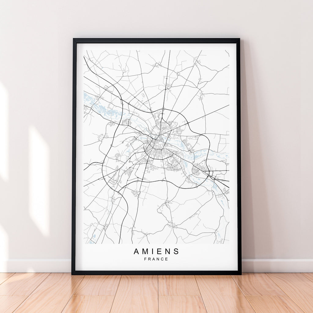 Amiens City Map France Print Poster Minimalist Home Decor Amiens France Town Map Poster Wall Art Decor