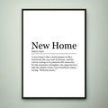 New Home Print Definition Poster Wall Art New House Warming Meaning Minimalist Gift Print