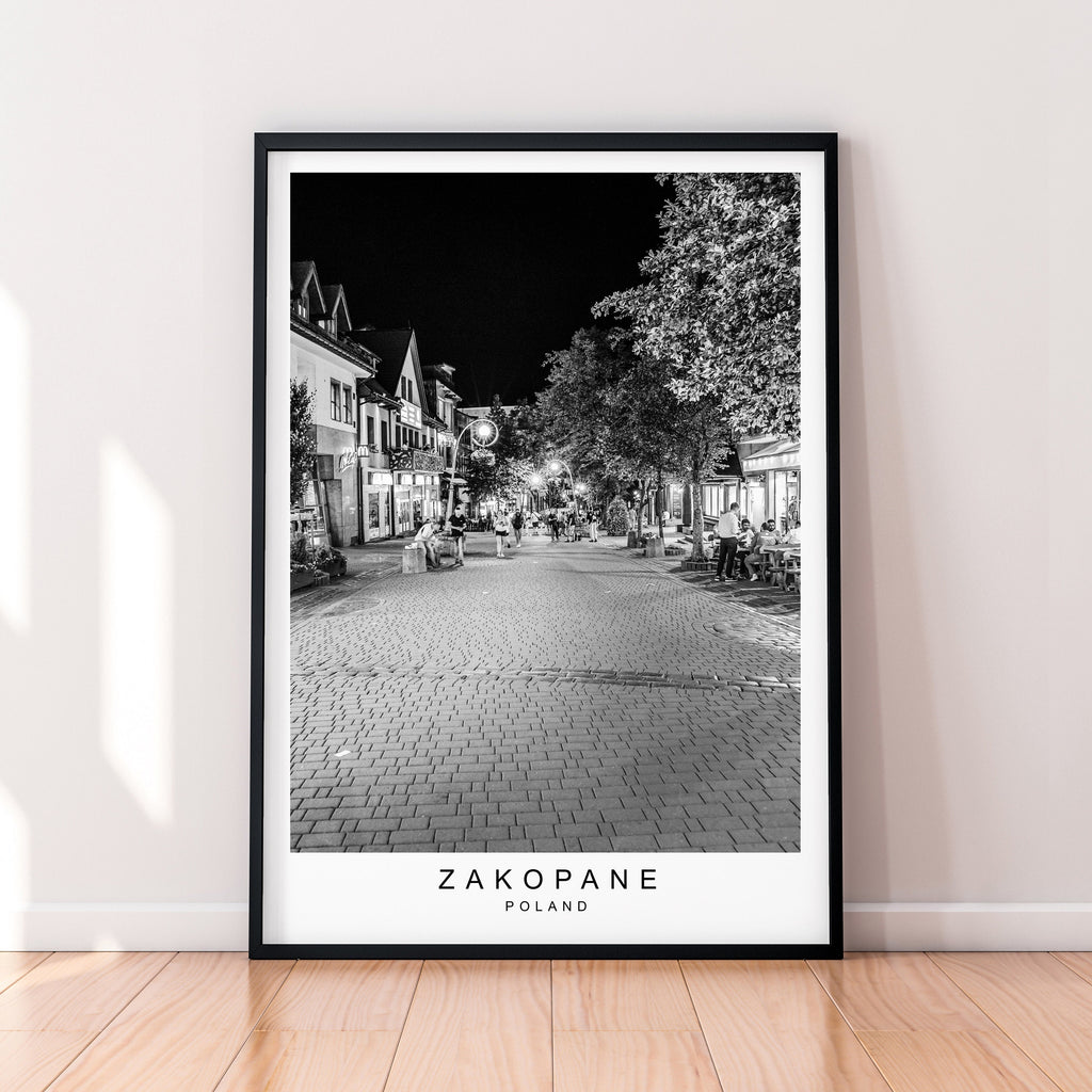 Zakopane Night Village Print Minimalist Home Zakopane Streets Poland Travel Poster Wall Decor