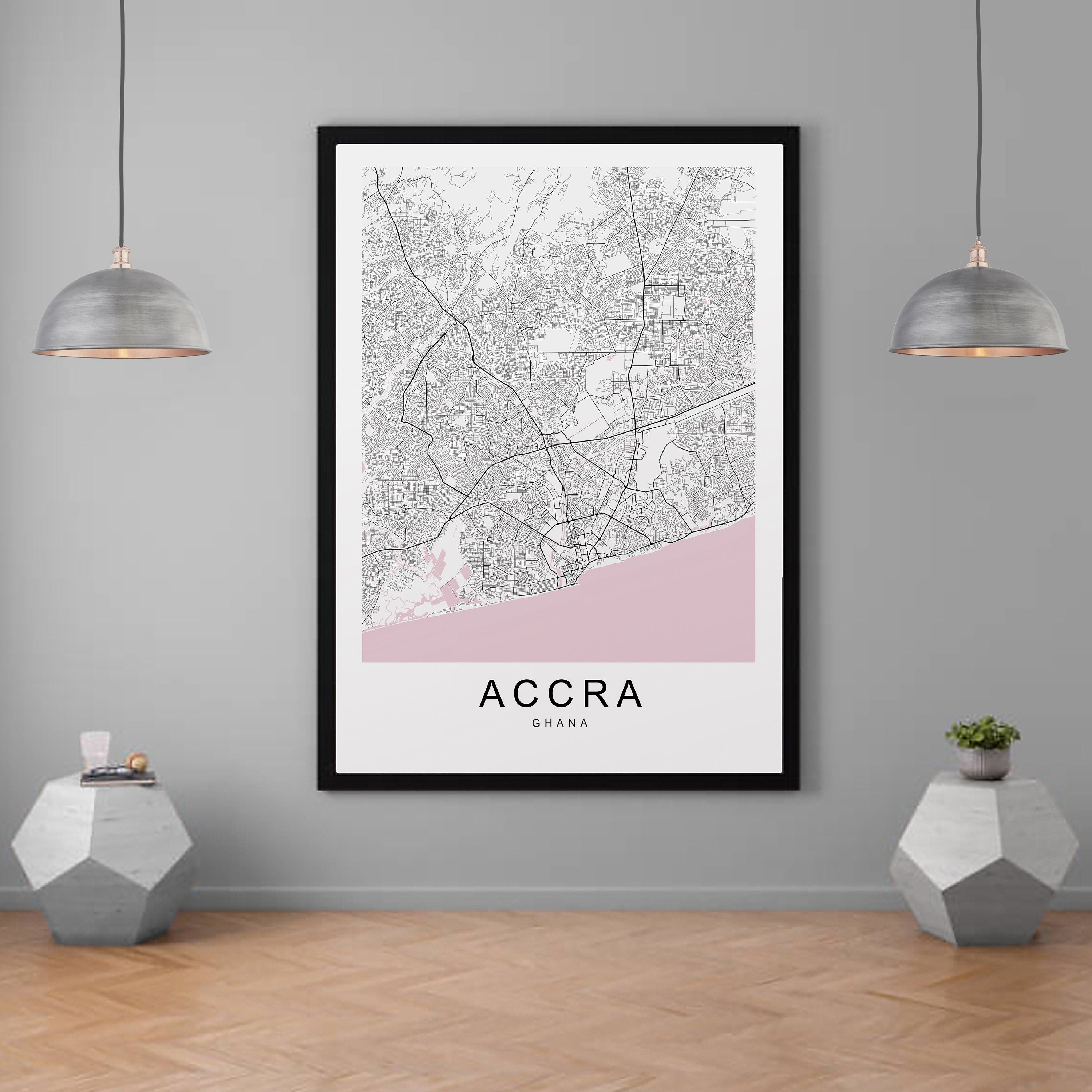 Accra Ghana City Map Print Minimalist Home Map Poster Wall Decor