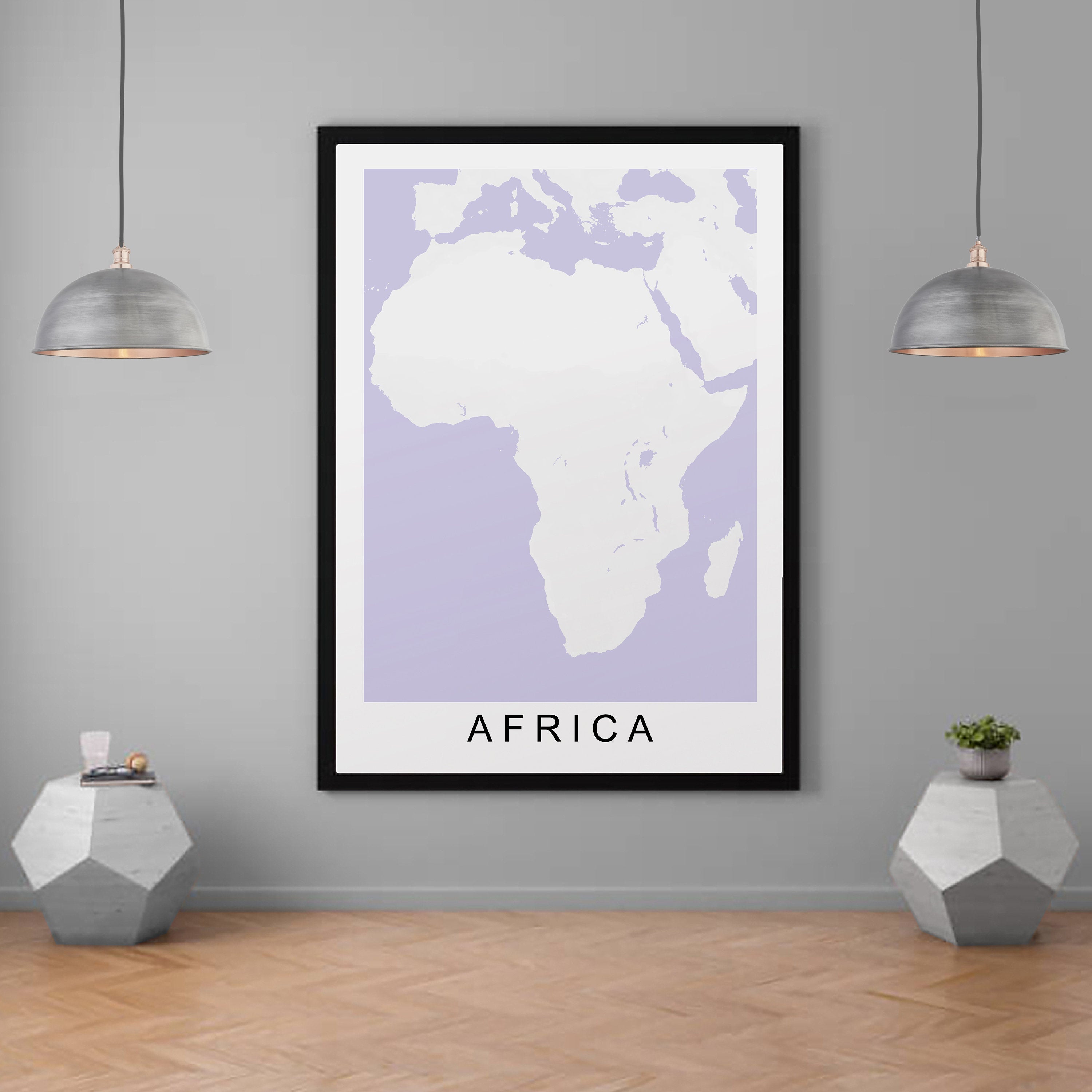 Africa Continent Map Print Minimalist Home Map Poster Wall Decor