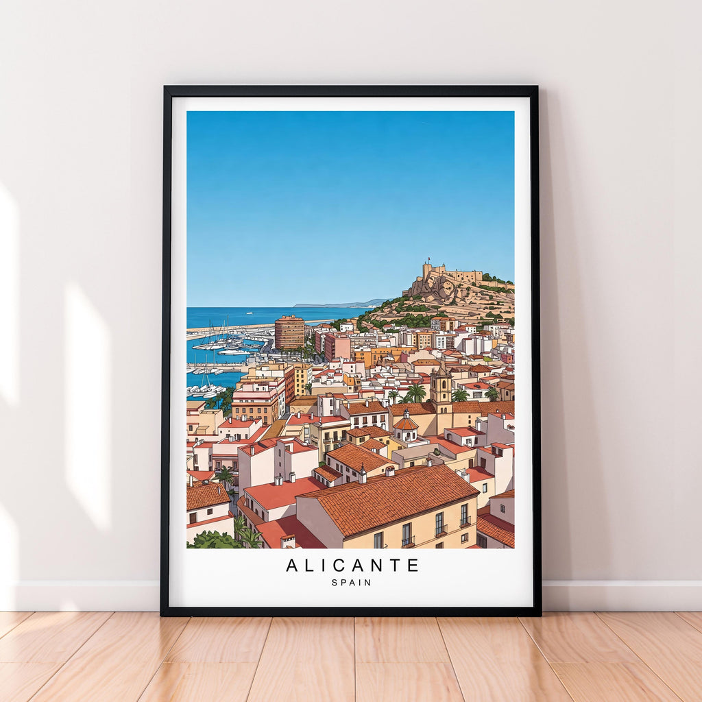 Alicante Harbor Illustration Print – Unframed Spain Travel Poster Wall Art