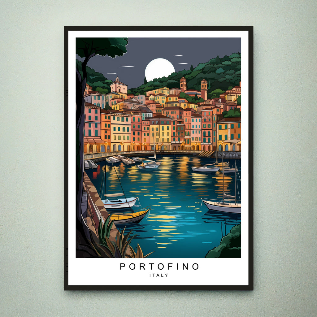 Portofino Illustration Print Portofino Italian Riviera Poster Gift Unframed Print