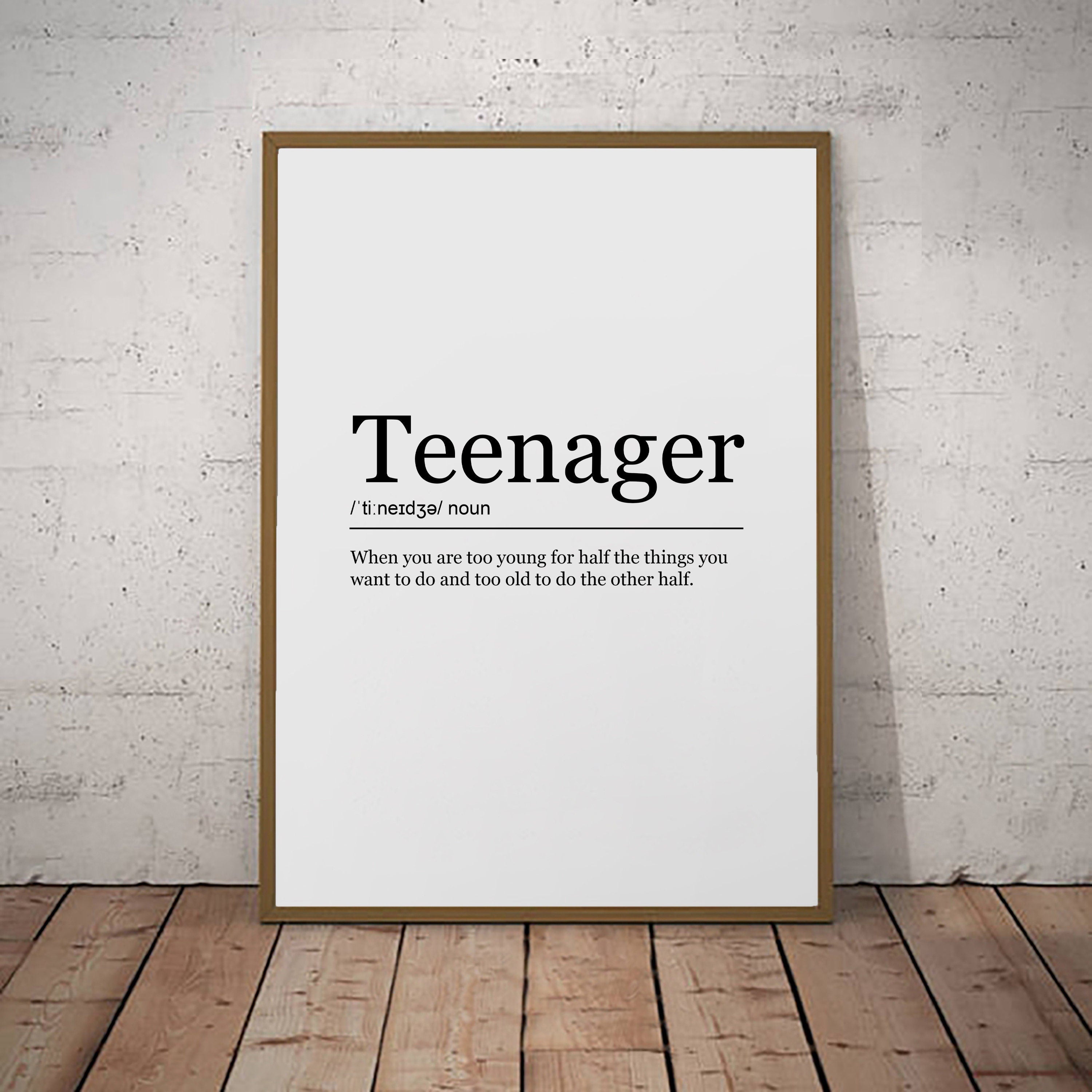 Teenager Print Definition Poster Wall Art Minimalist Print