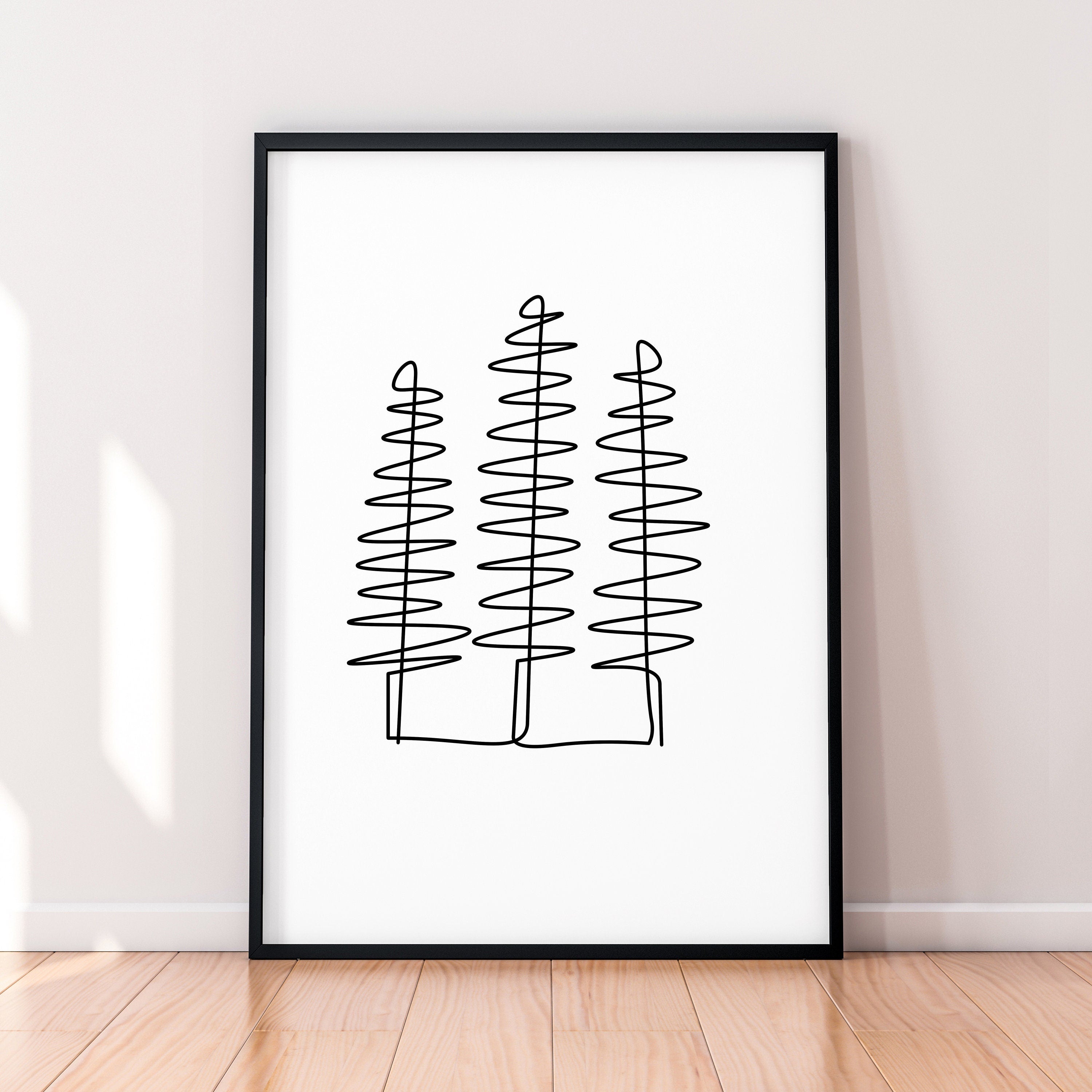 Singe Line Spruce Tree Botanical Line Art Poster Tree Family Wall Art Minimalist Print