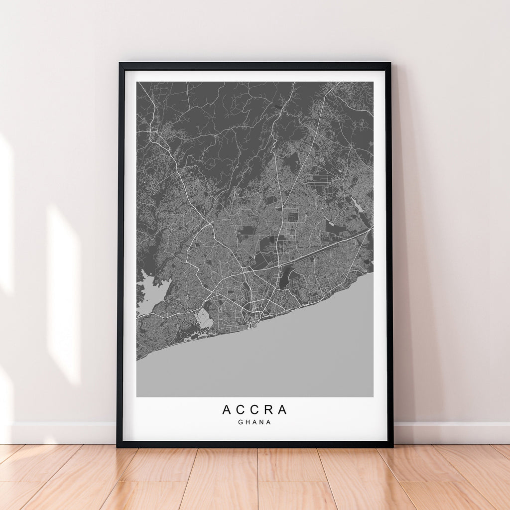 Accra Map Ghana City Map Print Minimalist Accra Africa Home Map Poster Wall Decor