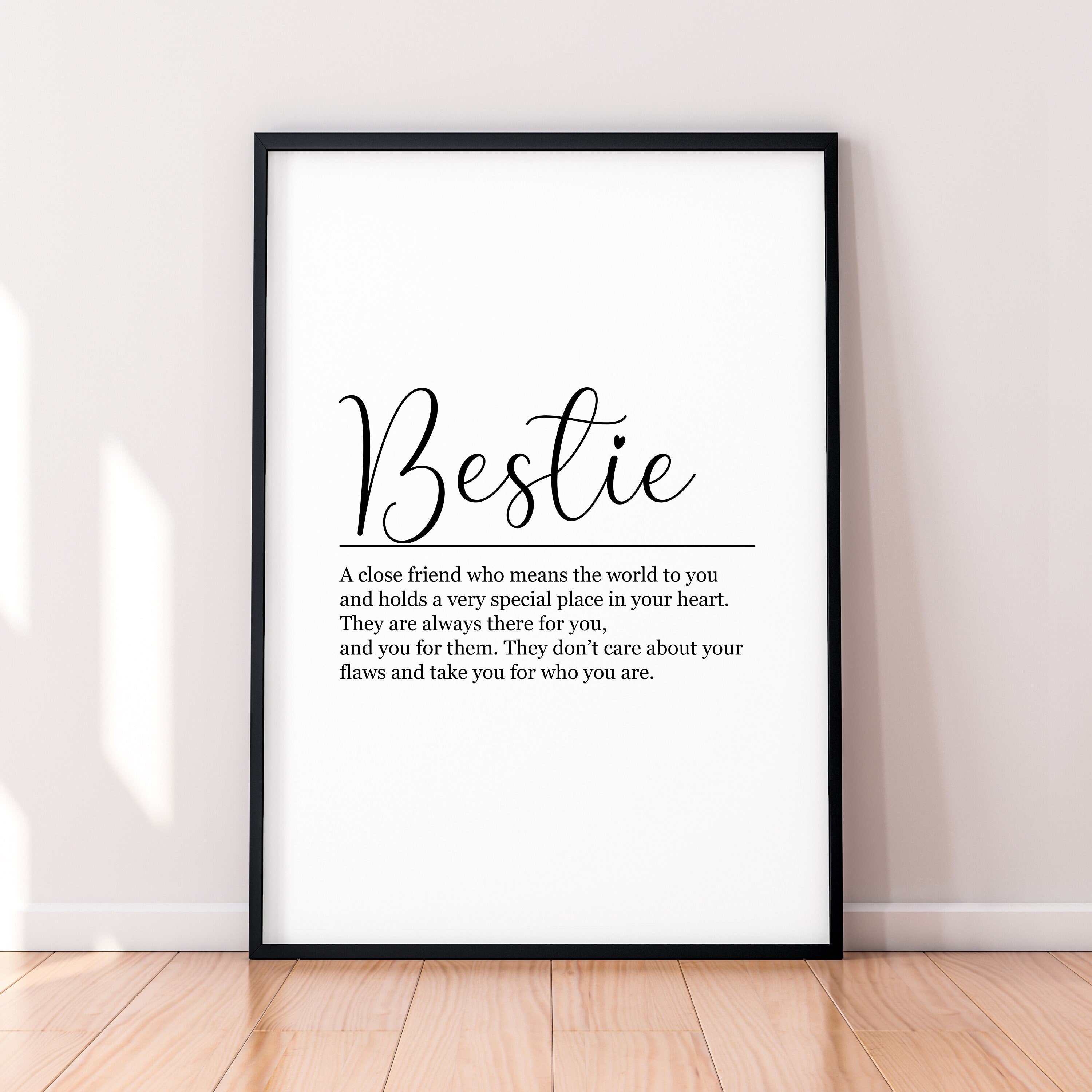 Bestie Print Definition Poster Wall Art Minimalist Best Friend Gift Print