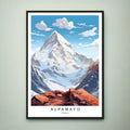 Alpamayo Wall art Illustration Print Shuyturaju Cordillera Blanca Travel Poster Gift Unframed Print