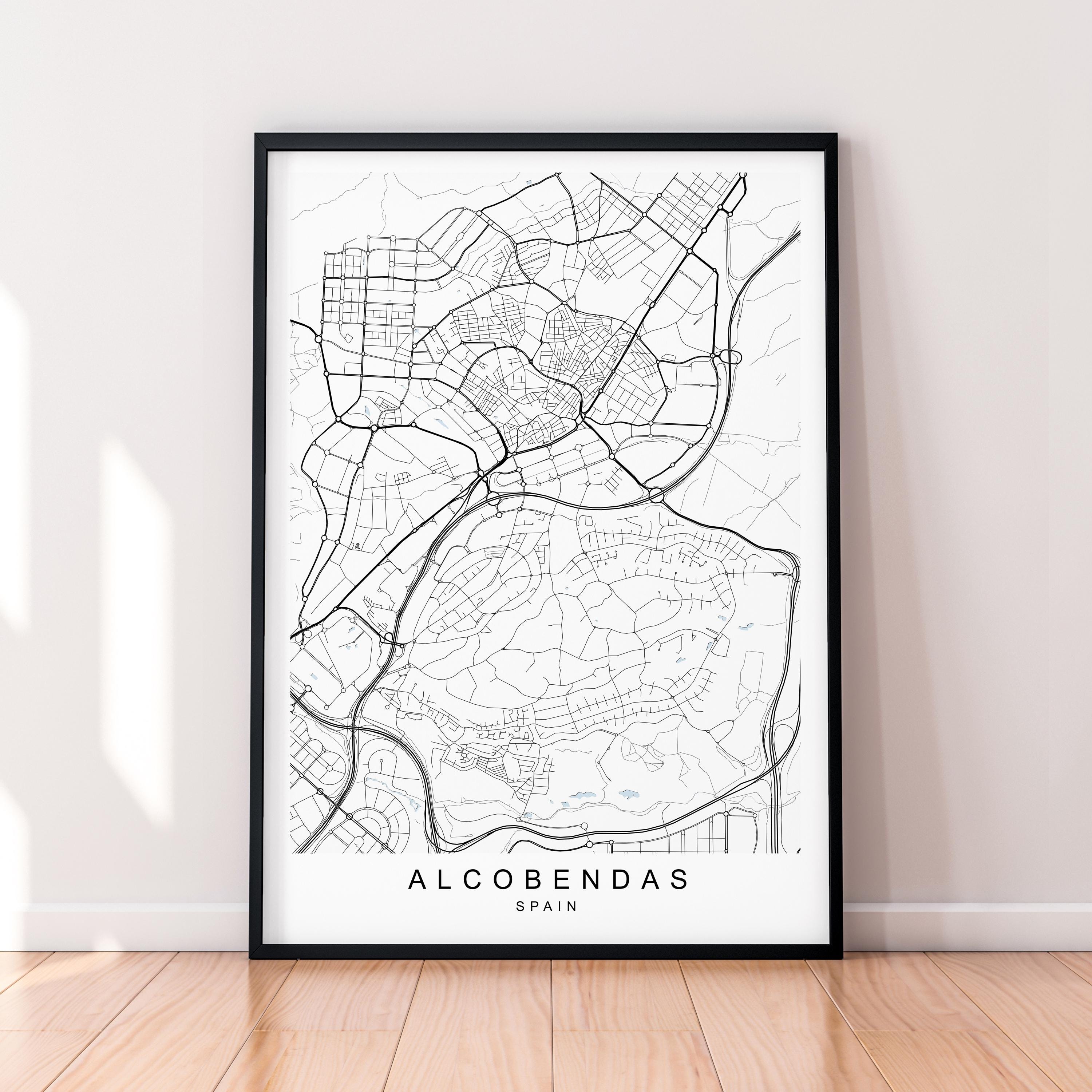 Alcobendas Map Print Illustration Alcobendas Spain Map Poster Wall Art Gift Unframed Print
