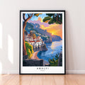 Amalfi Coast Artwork Travel Poster Italian Riviera Illustration Sorrento Wall Art Italy Print Unframed Print Decor Gift