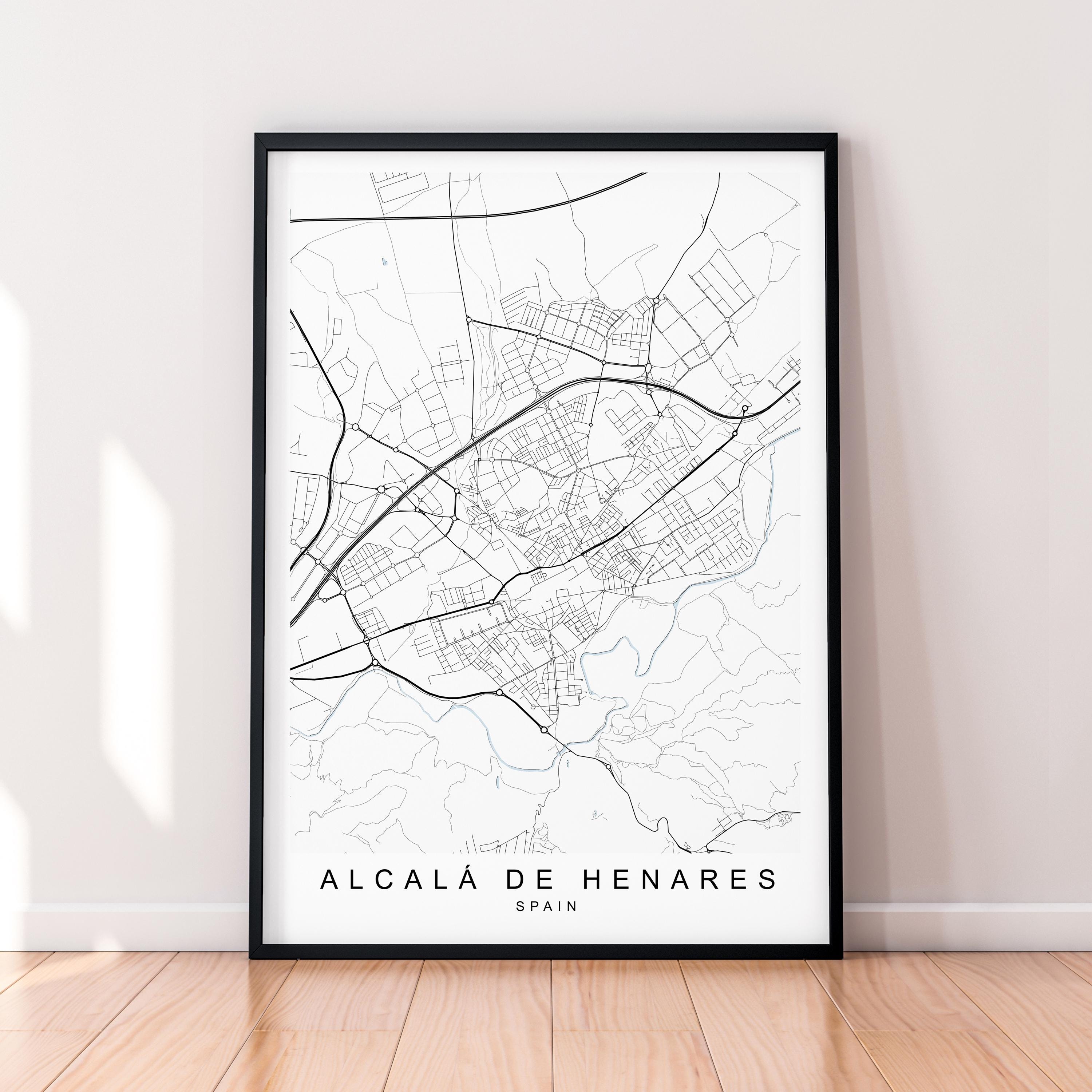 Alcala de Henares Map Print Illustration Alcala de Henares Spain Map Poster Wall Art Gift Unframed Print