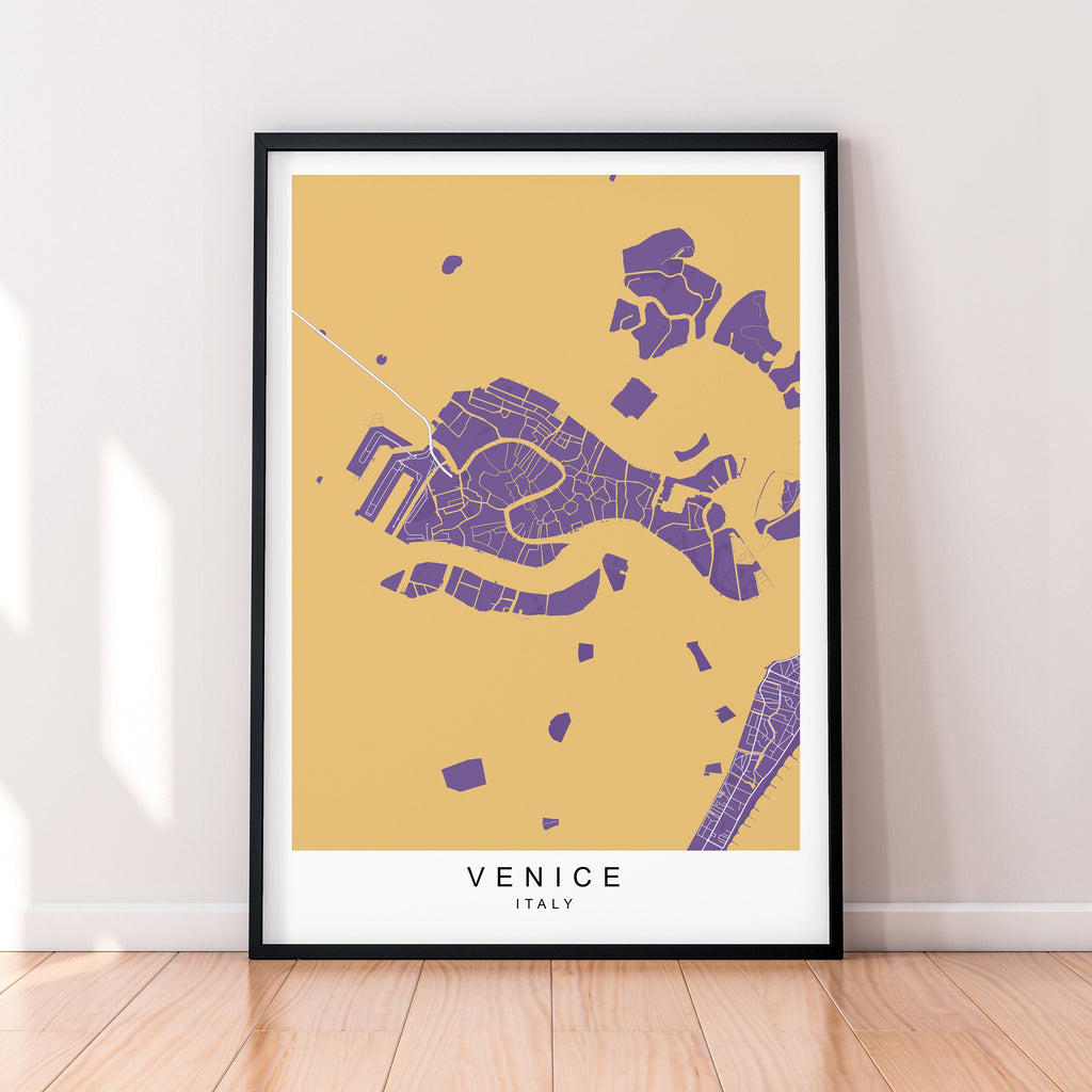 Venice Map Poster Print Travel Minimalist Home Picture Venice Italy Wall Art Poster Wall Decor