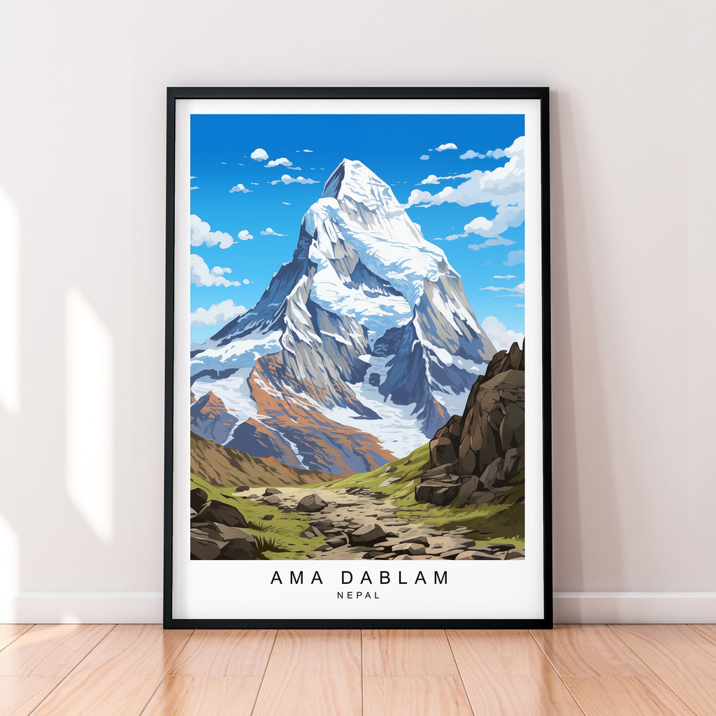 Ama Dablam Illustration Print Mount Ama Dablam Travel Art Poster Gift Unframed Print